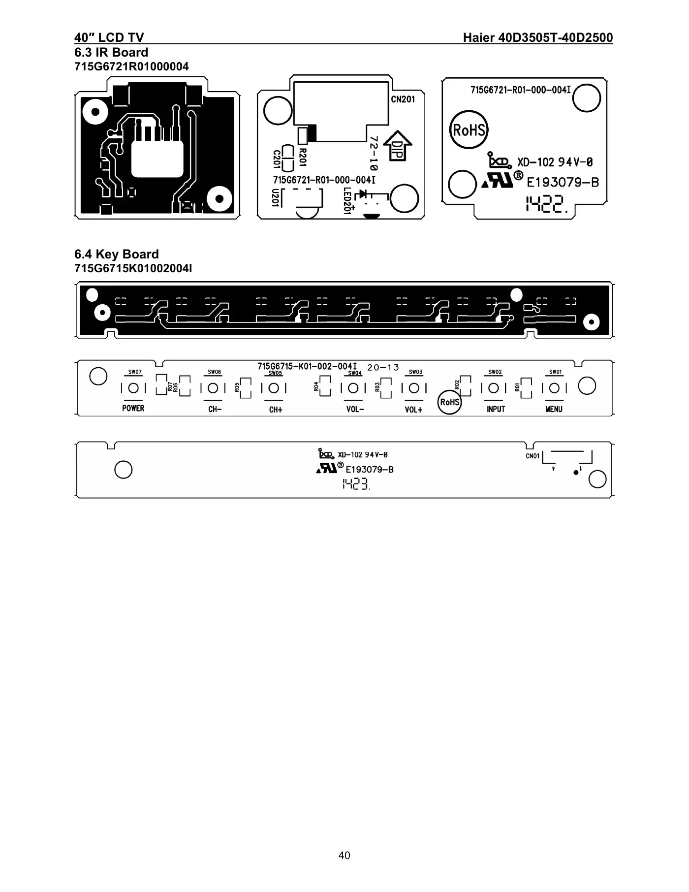 Haier 40D3505T Service Manual Manual pdf 40 page image