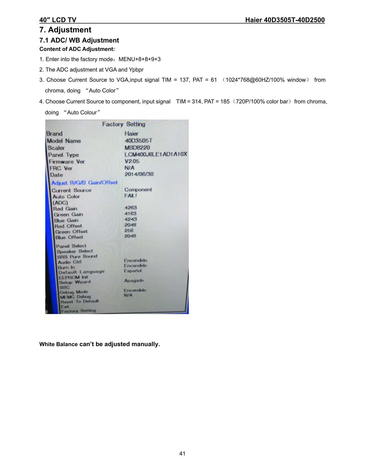 Haier 40D3505T Service Manual Manual pdf 41 page image