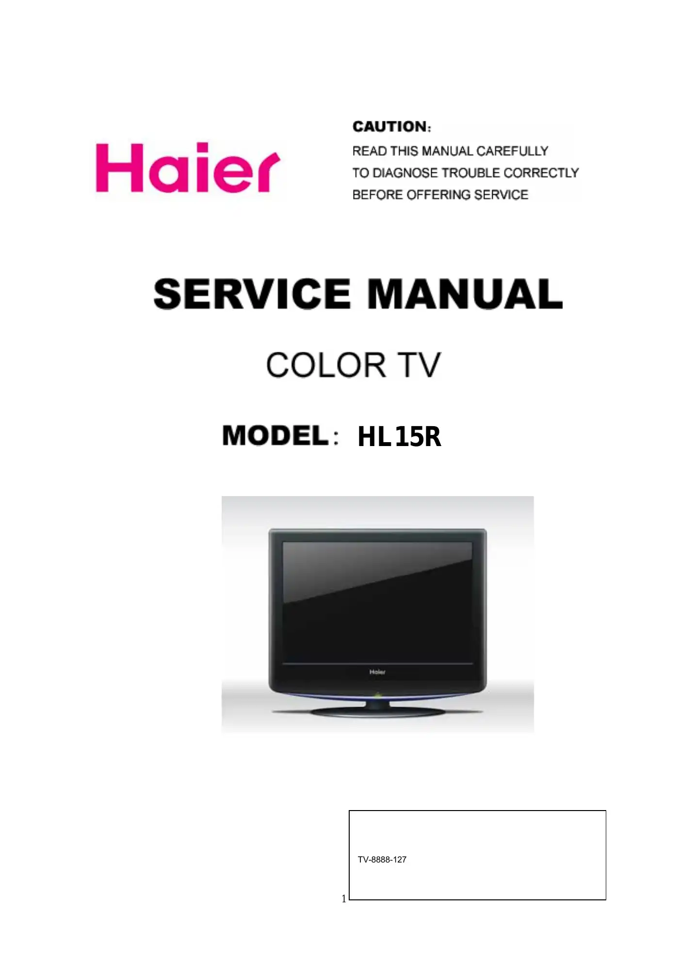 Haier HL15R Service Manual Manual pdf 1 page image