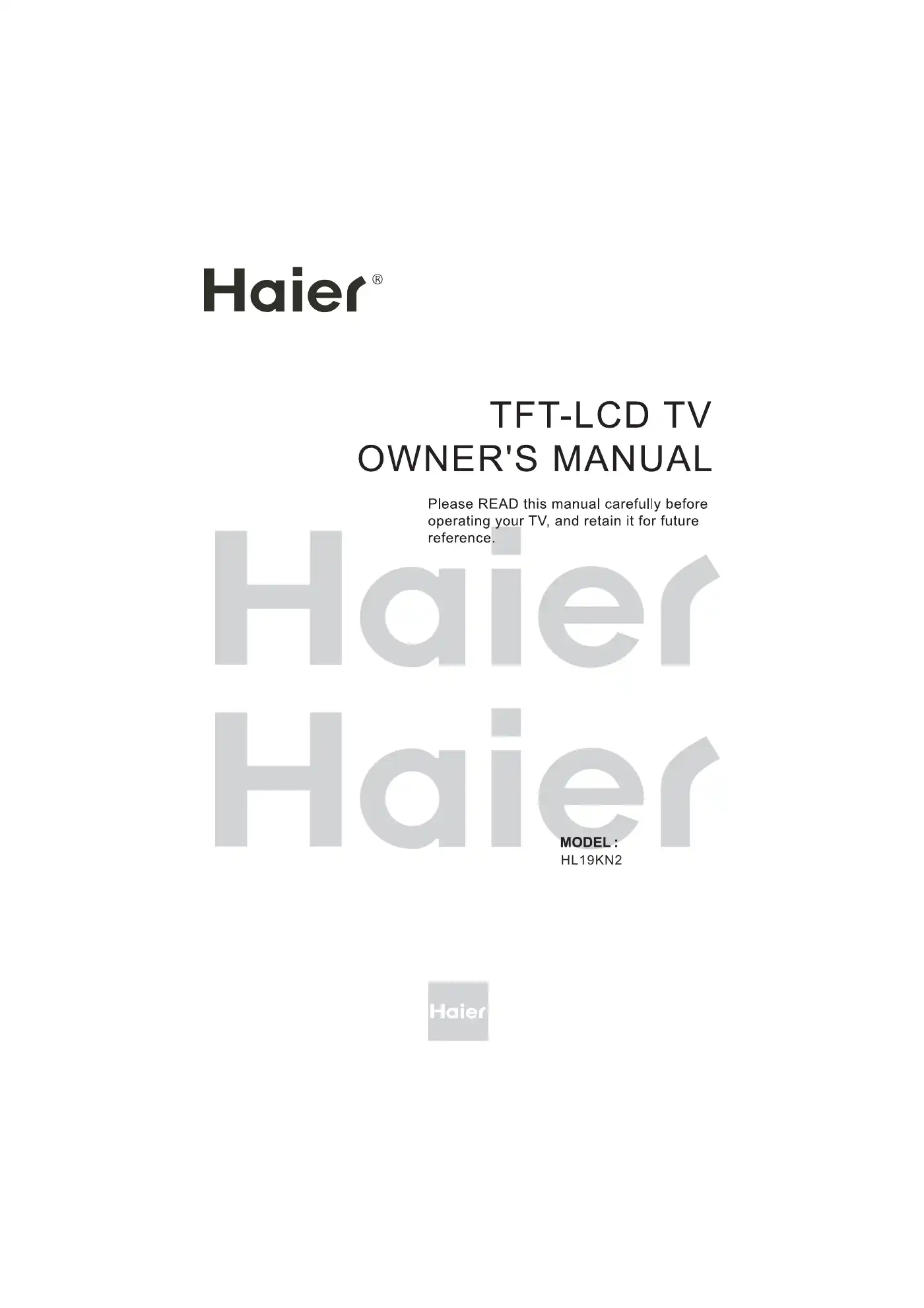 Haier HL19KN2 User Manual Manual pdf 1 page image