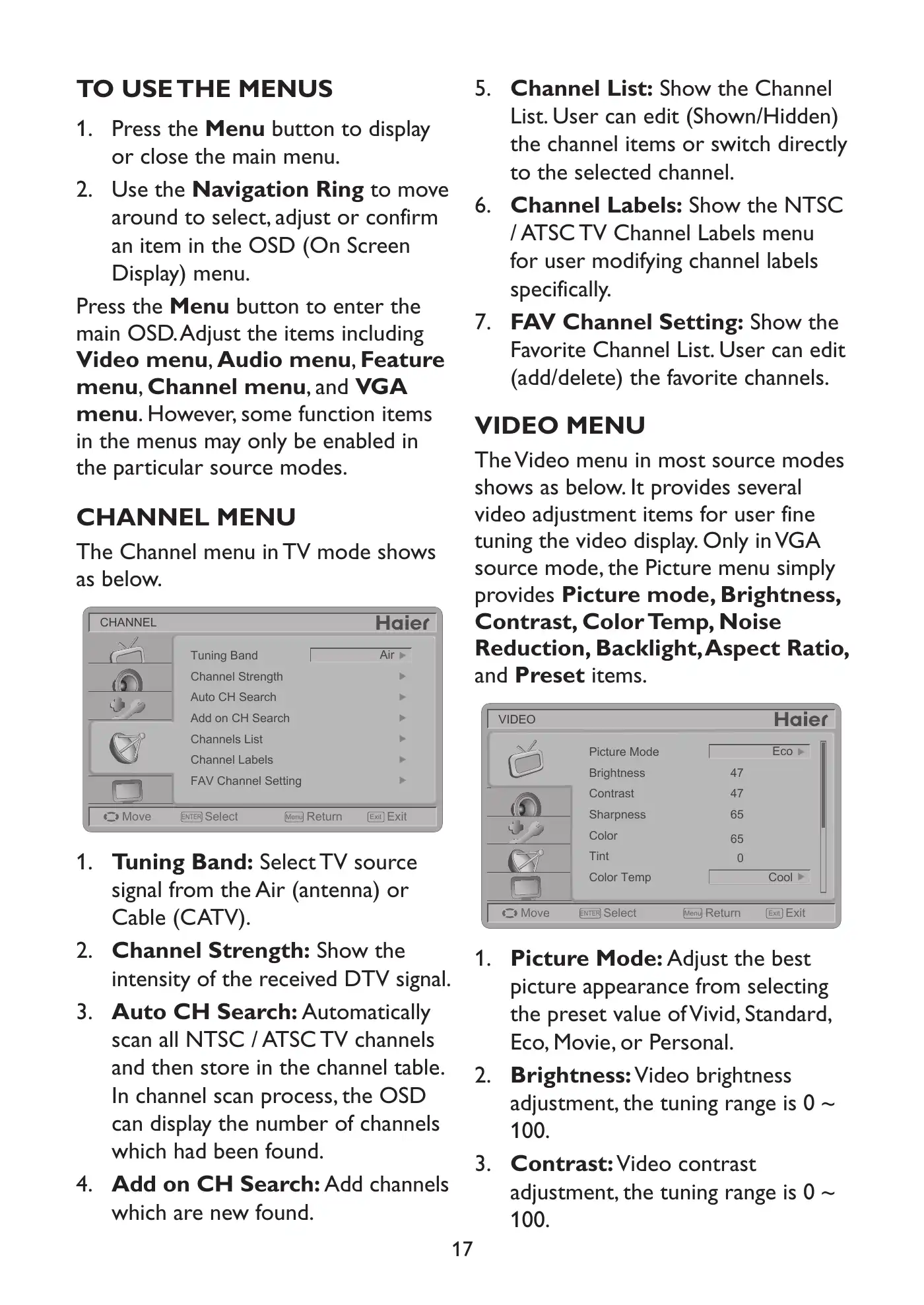 Haier HL19LE2a Owner's Manual Manual pdf 19 page image