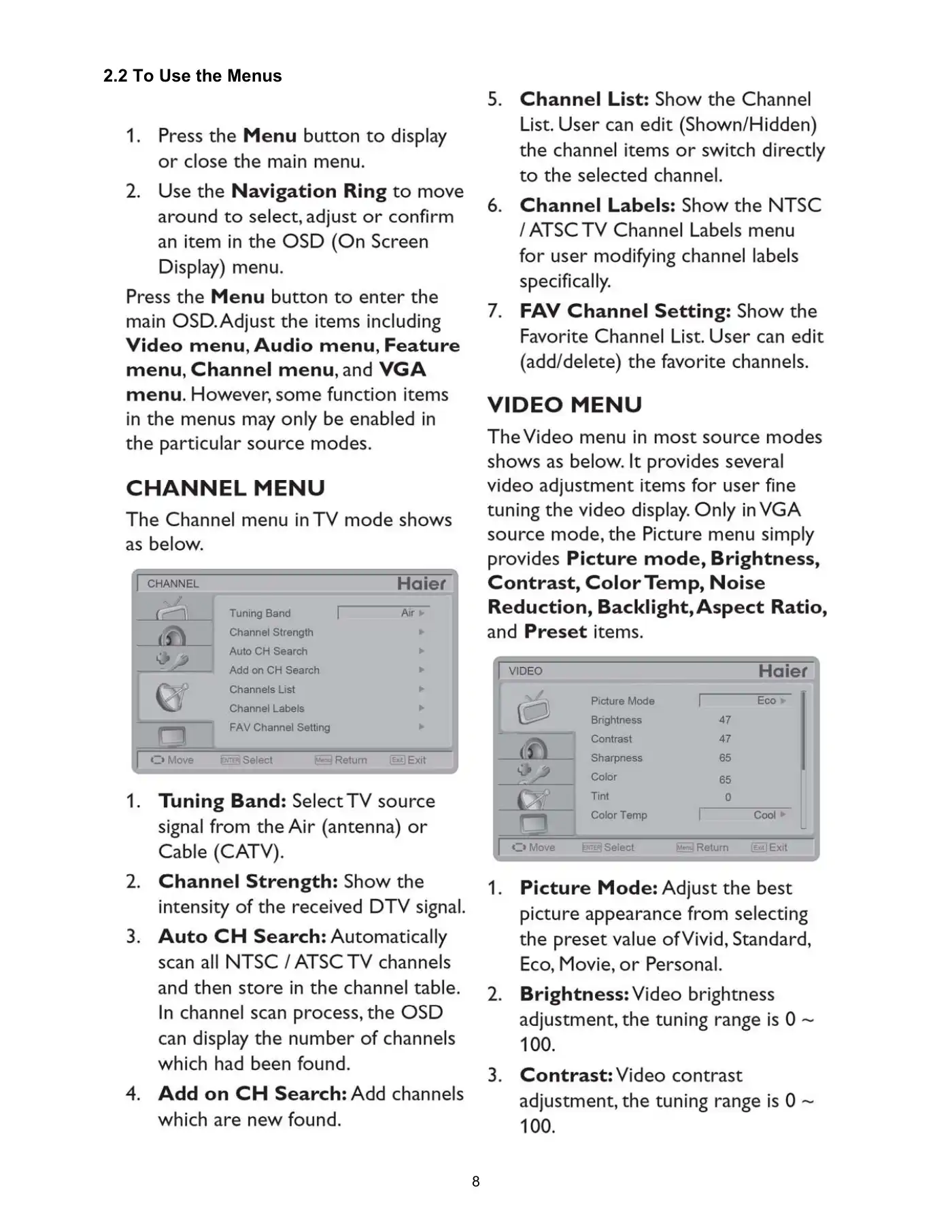 Haier HL19LE2 Service Manual Manual pdf 7 page image