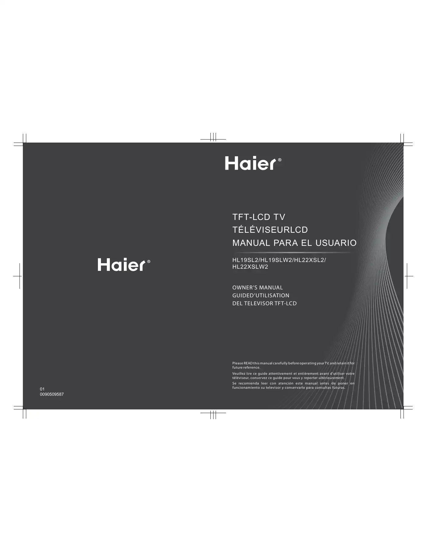 Haier HL19SL2 Owner's Manual Manual pdf 1 page image