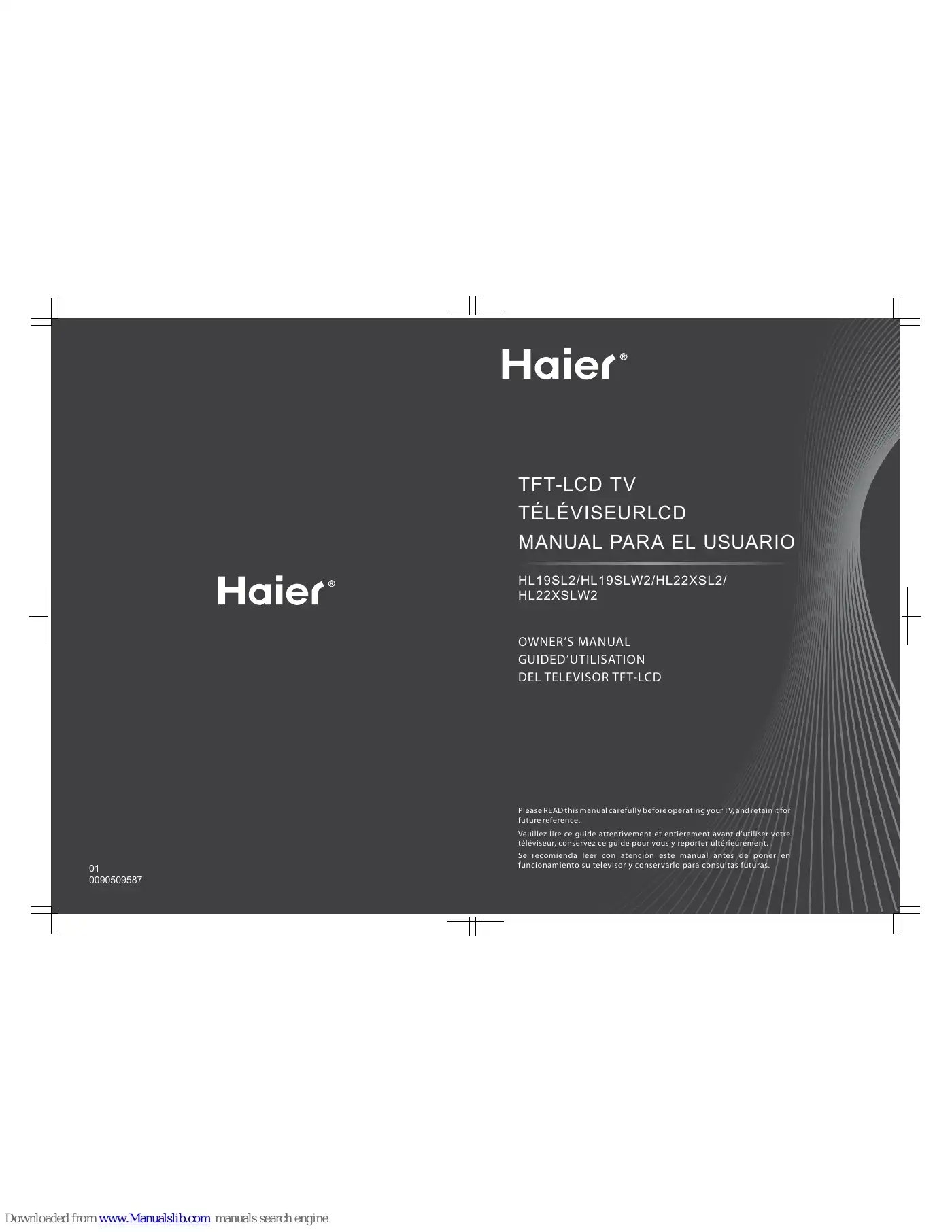 Haier HL19SL2 Owner's Manual Manual pdf 1 page image
