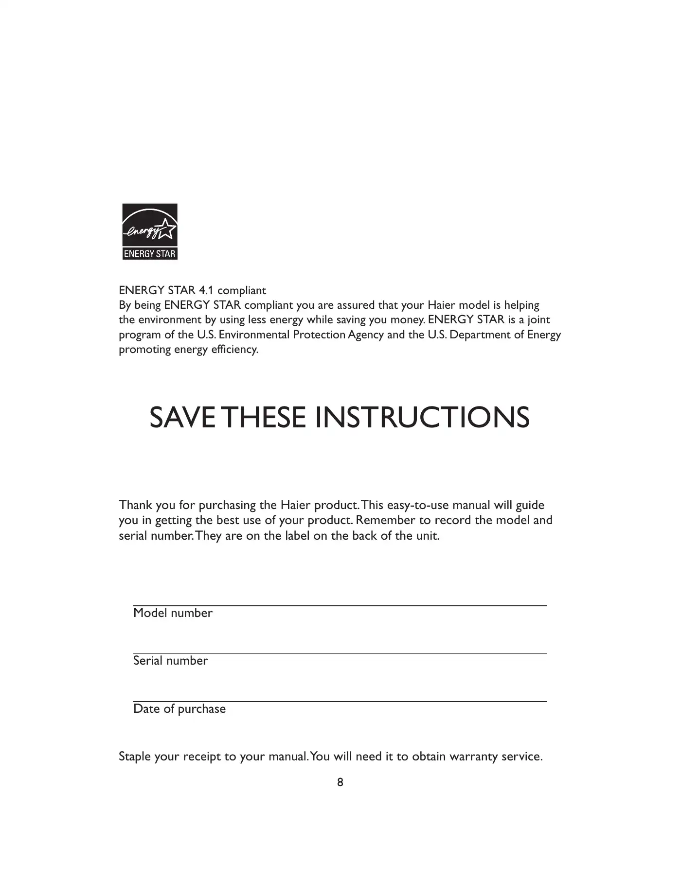 Haier HL22XLT2 Owner's Manual Manual pdf 10 page image
