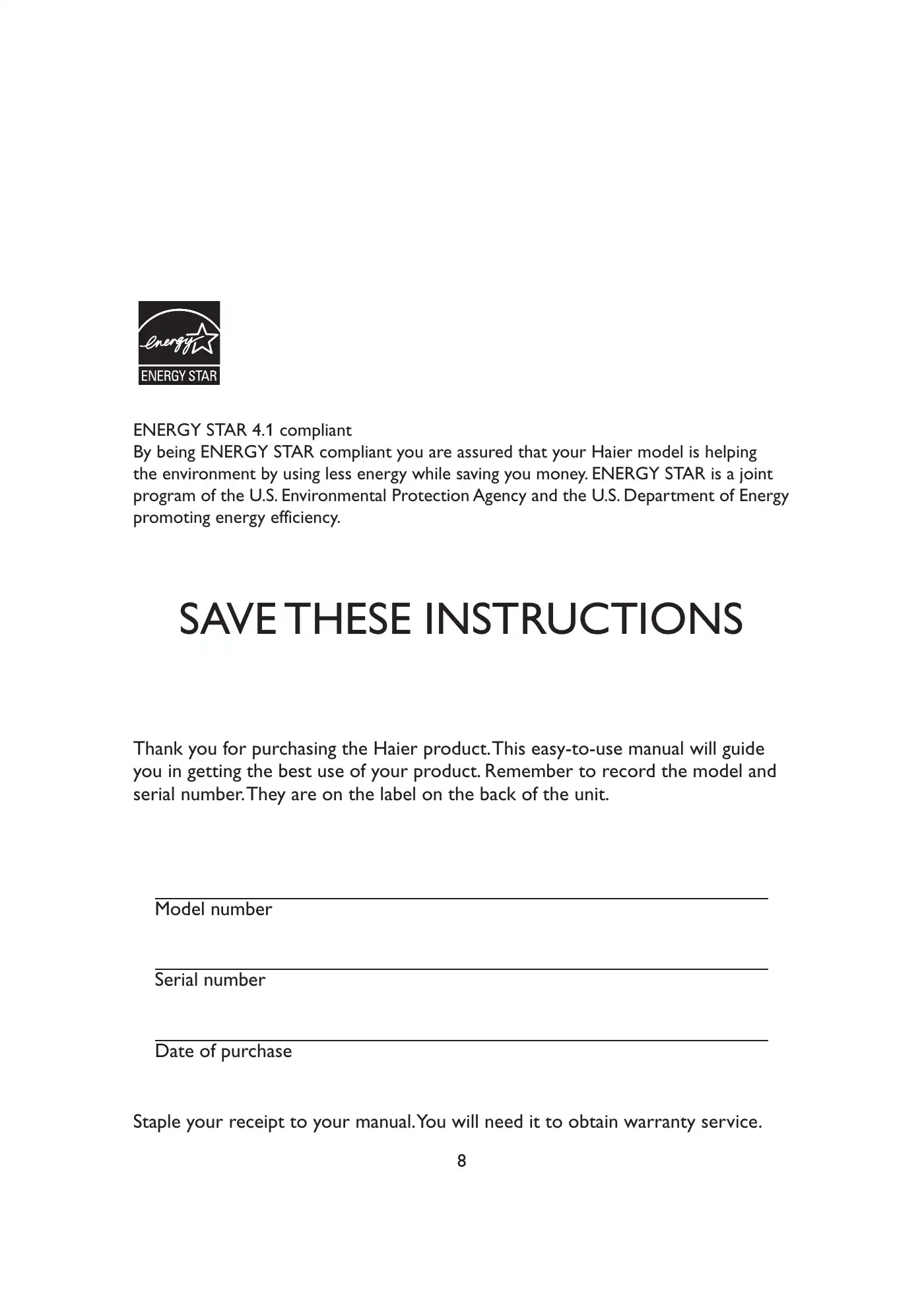Haier HL22XLTW2a Owner's Manual Manual pdf 10 page image