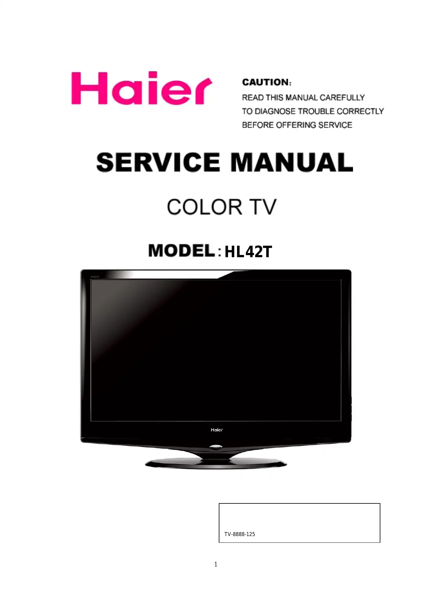 Haier HL42T Service Manual Manual pdf 1 page image