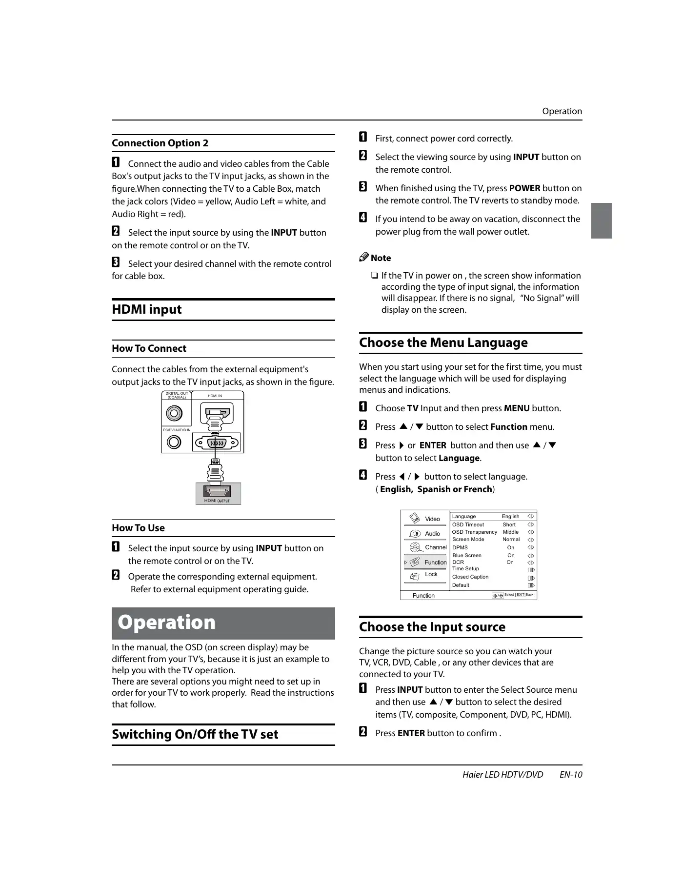 Haier HLC24XSL2 Owner's Manual Manual pdf 11 page image