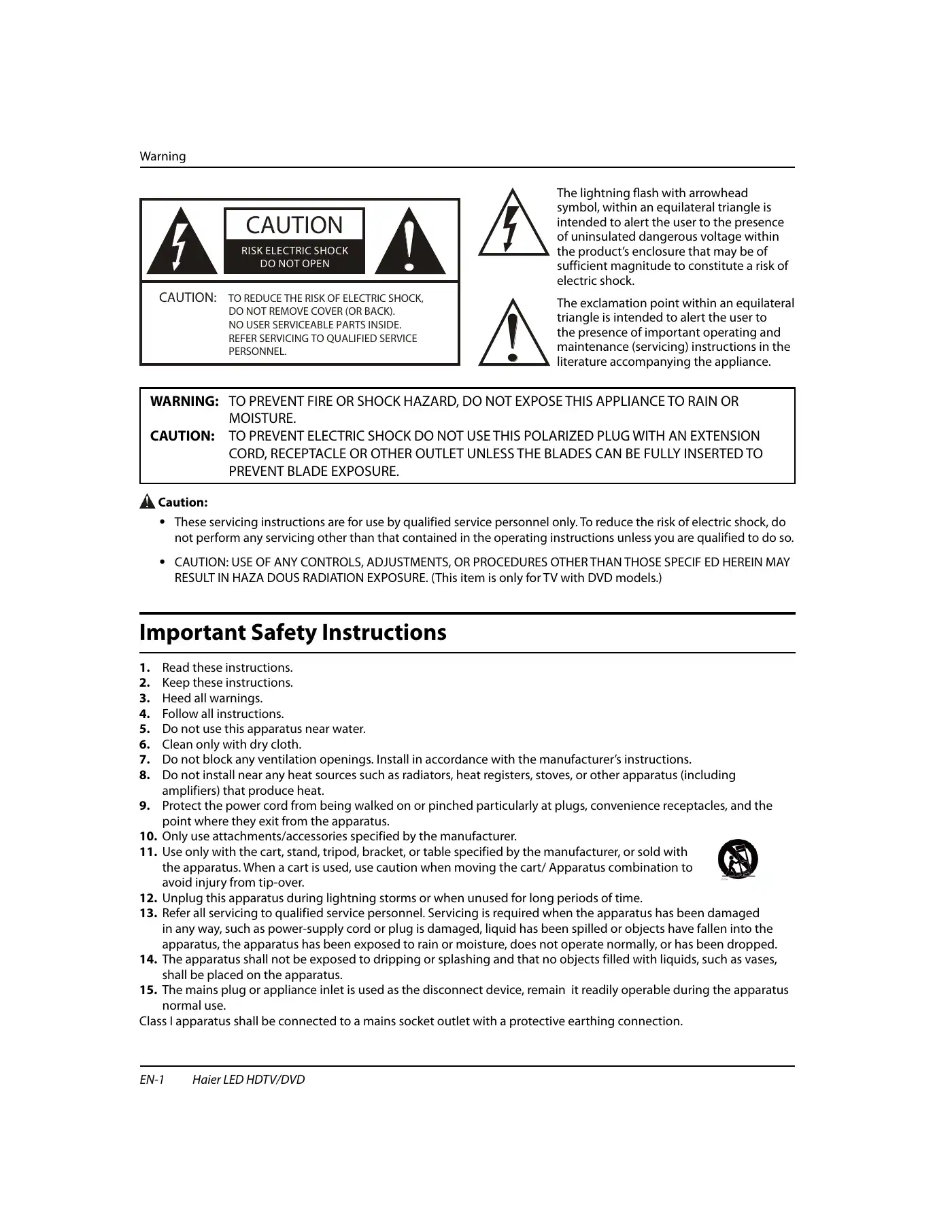Haier HLC24XSL2 Owner's Manual Manual pdf 2 page image