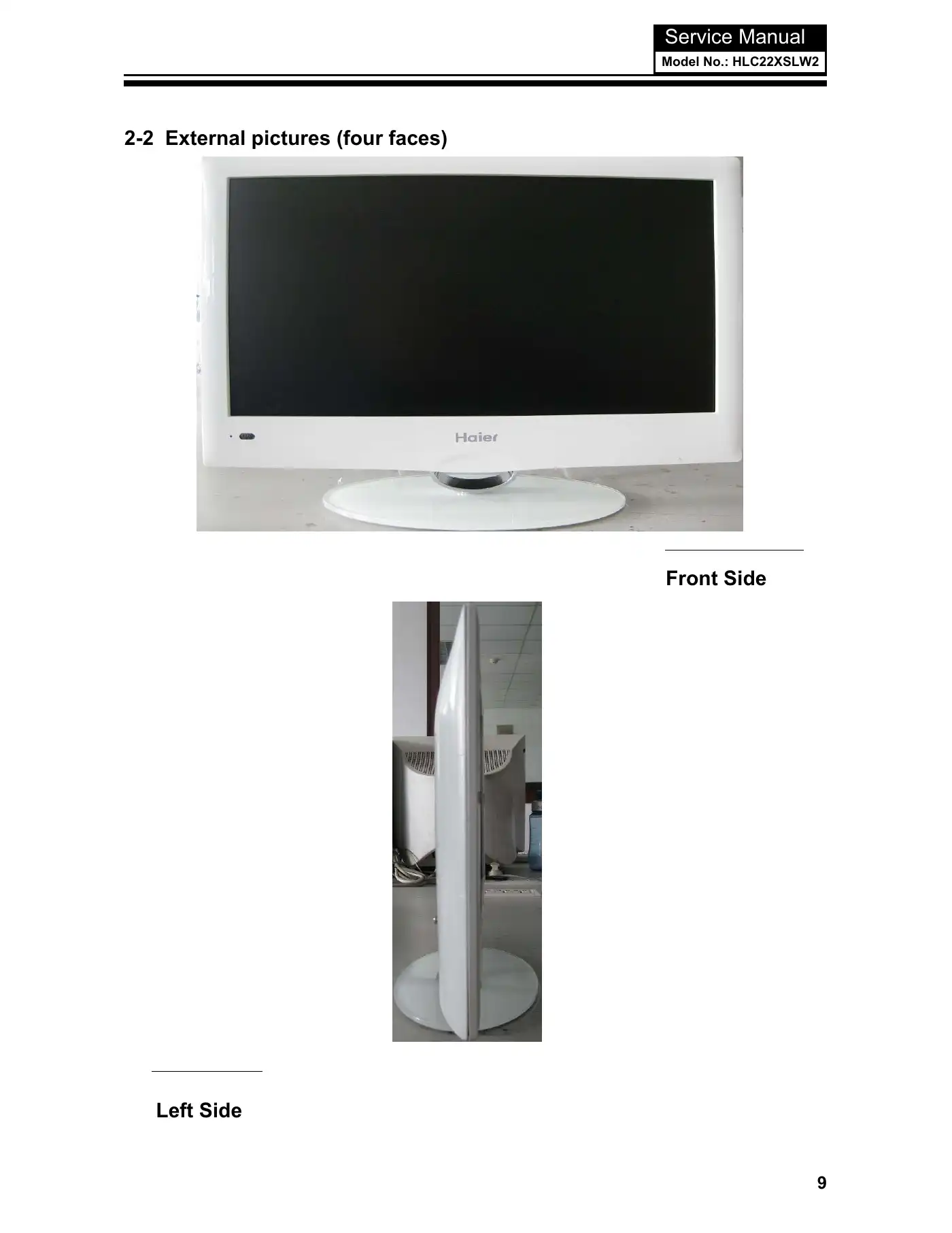 Haier HLC22XSLW2 Service Manual Manual pdf 10 page image