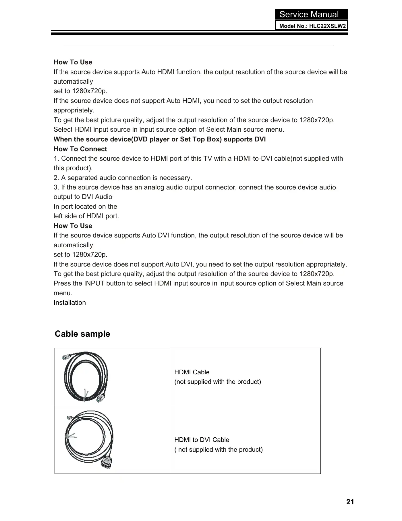 Haier HLC22XSLW2 Service Manual Manual pdf 22 page image