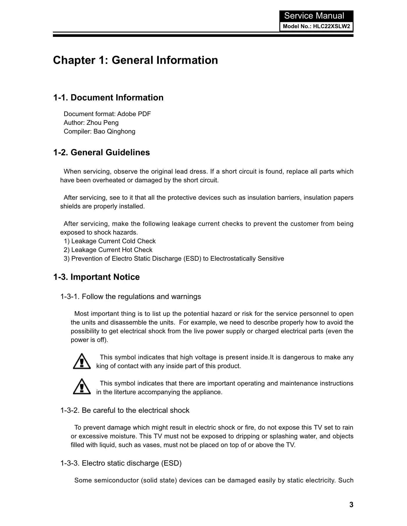 Haier HLC22XSLW2 Service Manual Manual pdf 4 page image