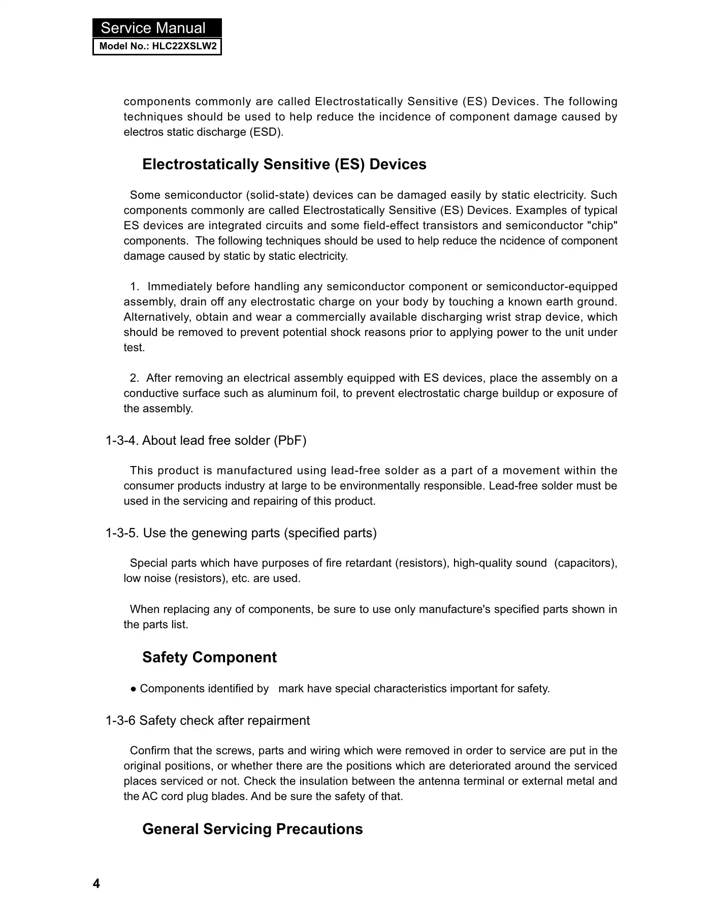 Haier HLC22XSLW2 Service Manual Manual pdf 5 page image