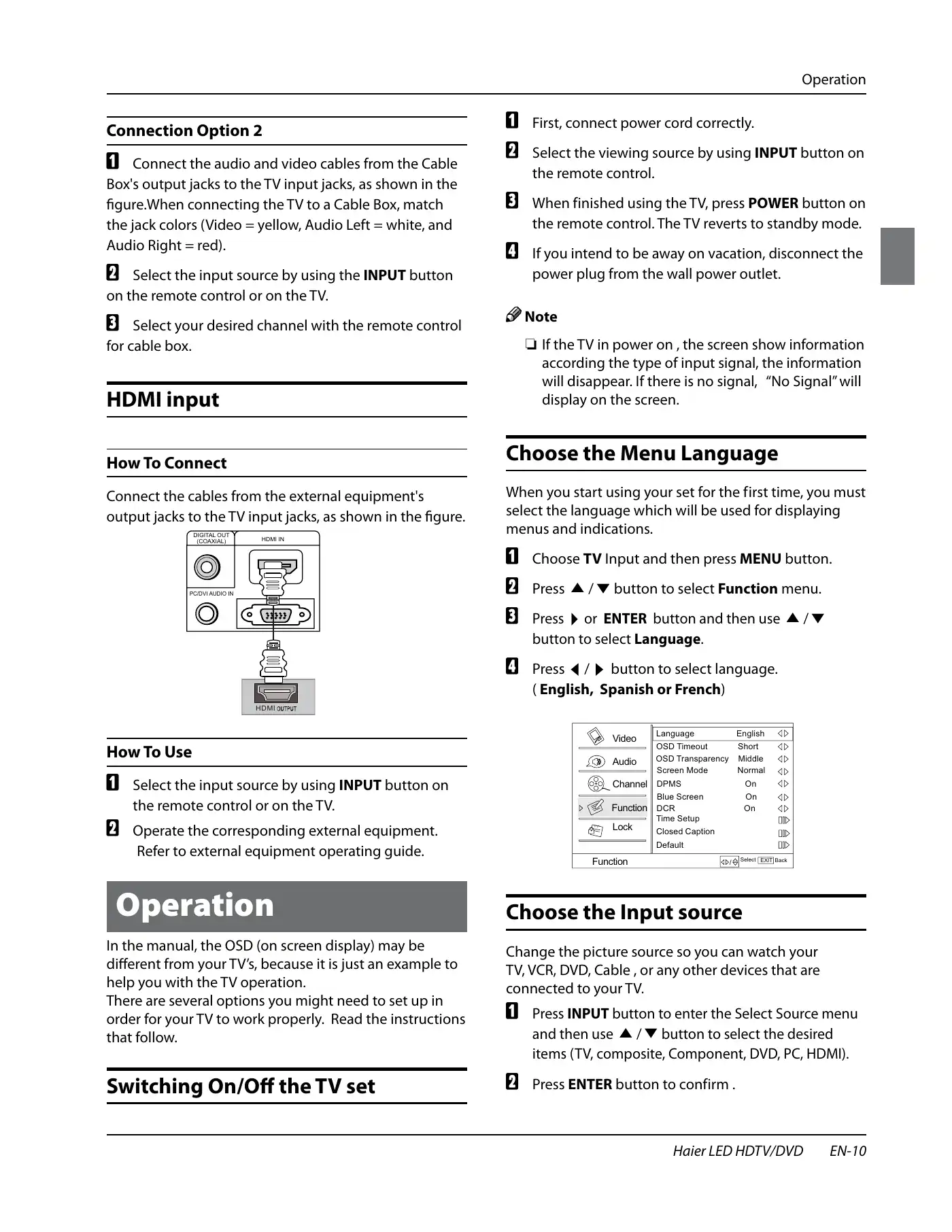 Haier HLC24XK2 Owner's Manual Manual pdf 11 page image