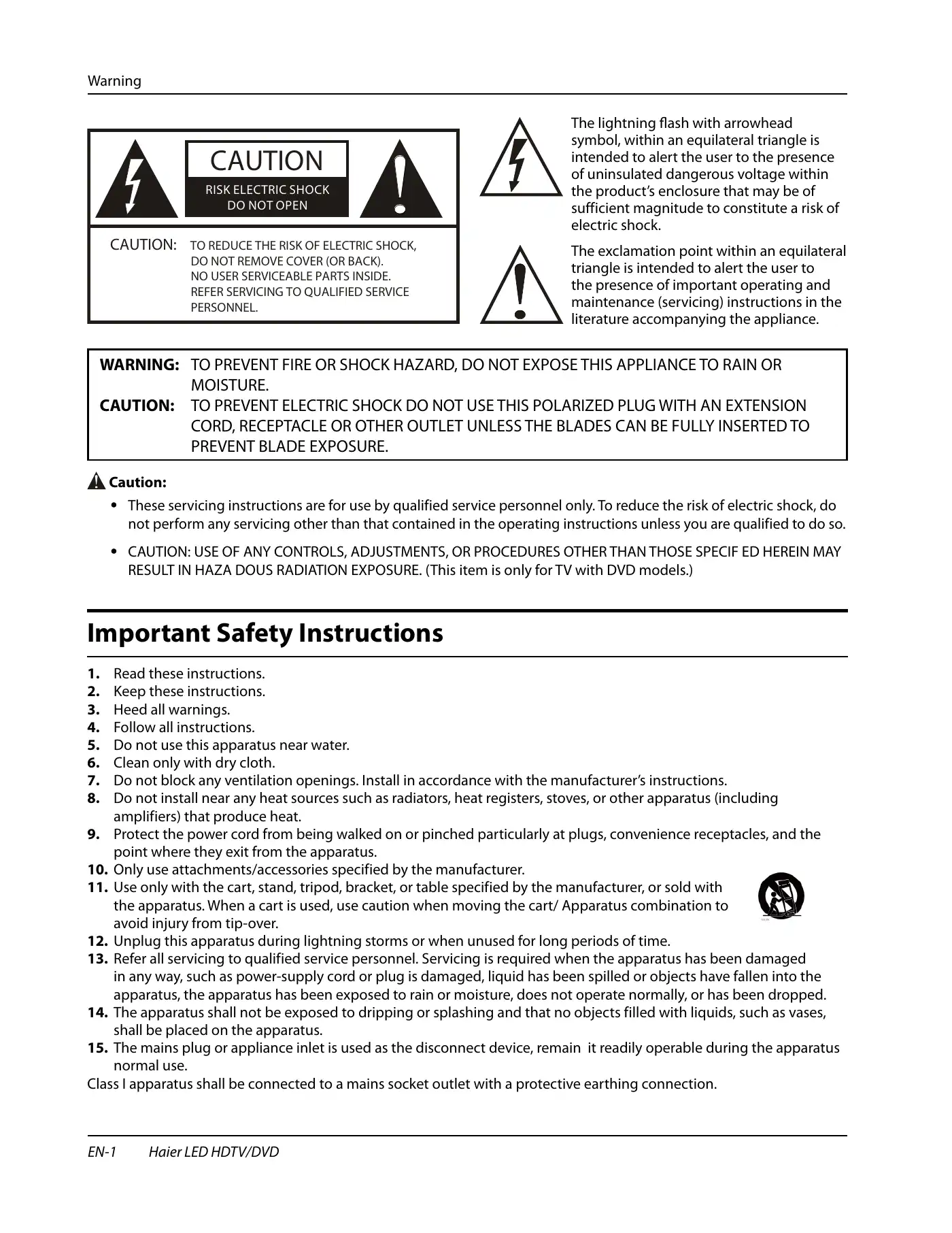 Haier HLC24XK2 Owner's Manual Manual pdf 2 page image