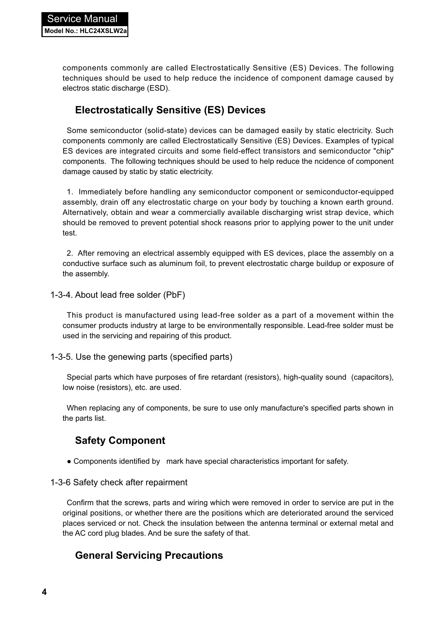 Haier HLC24XSLW2 Service Manual Manual pdf 5 page image