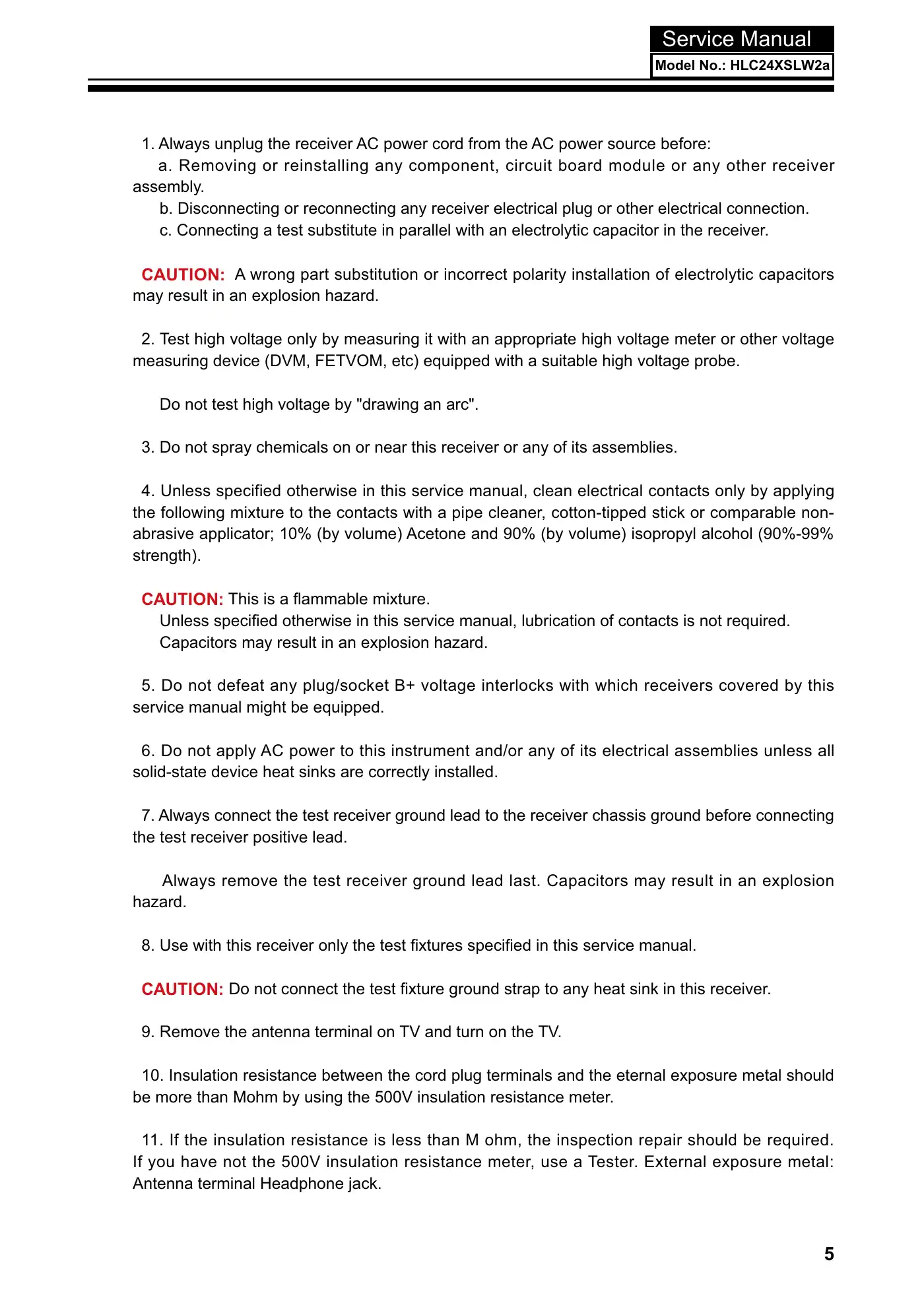 Haier HLC24XSLW2 Service Manual Manual pdf 6 page image