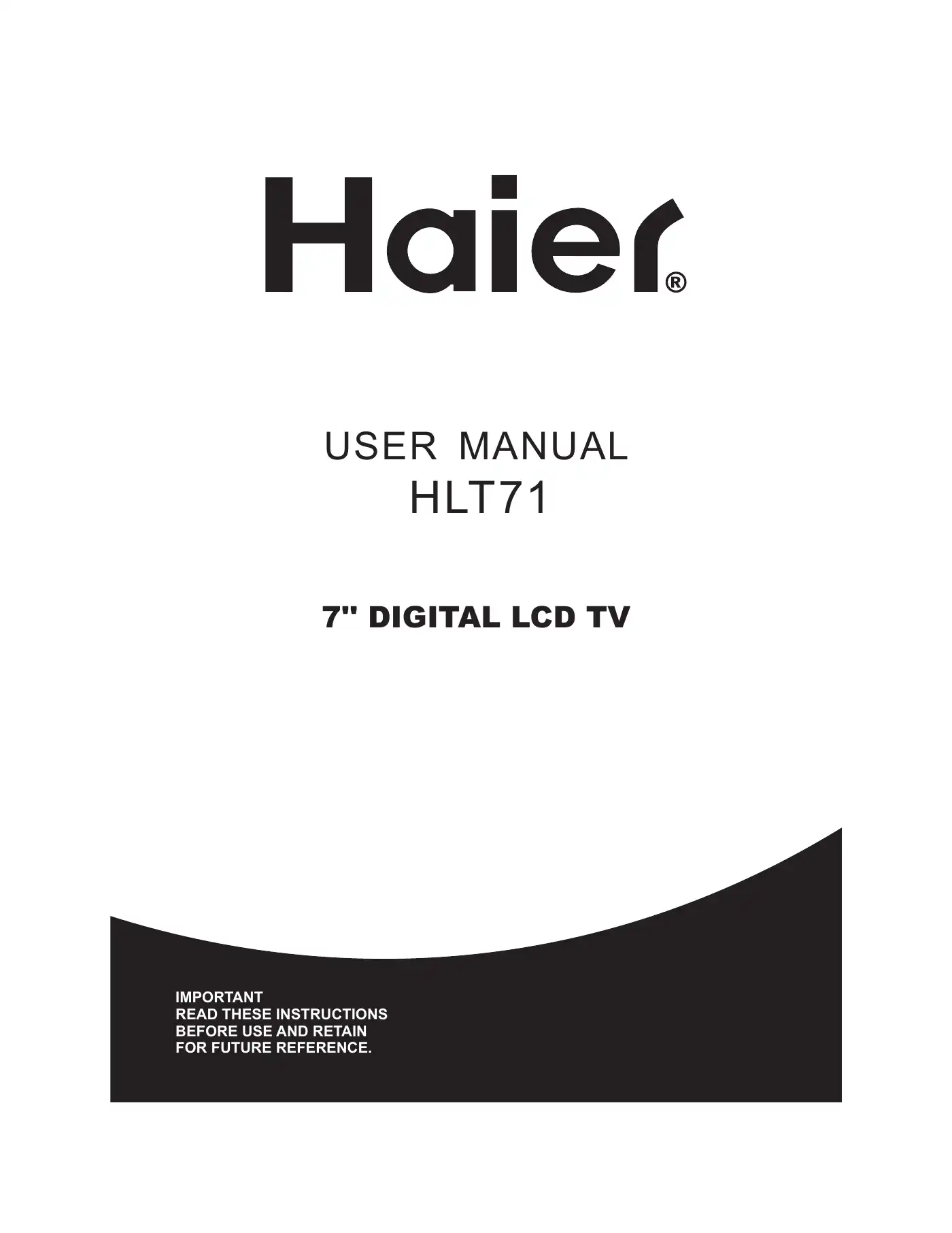Haier HLT71 User Manual Manual pdf 1 page image