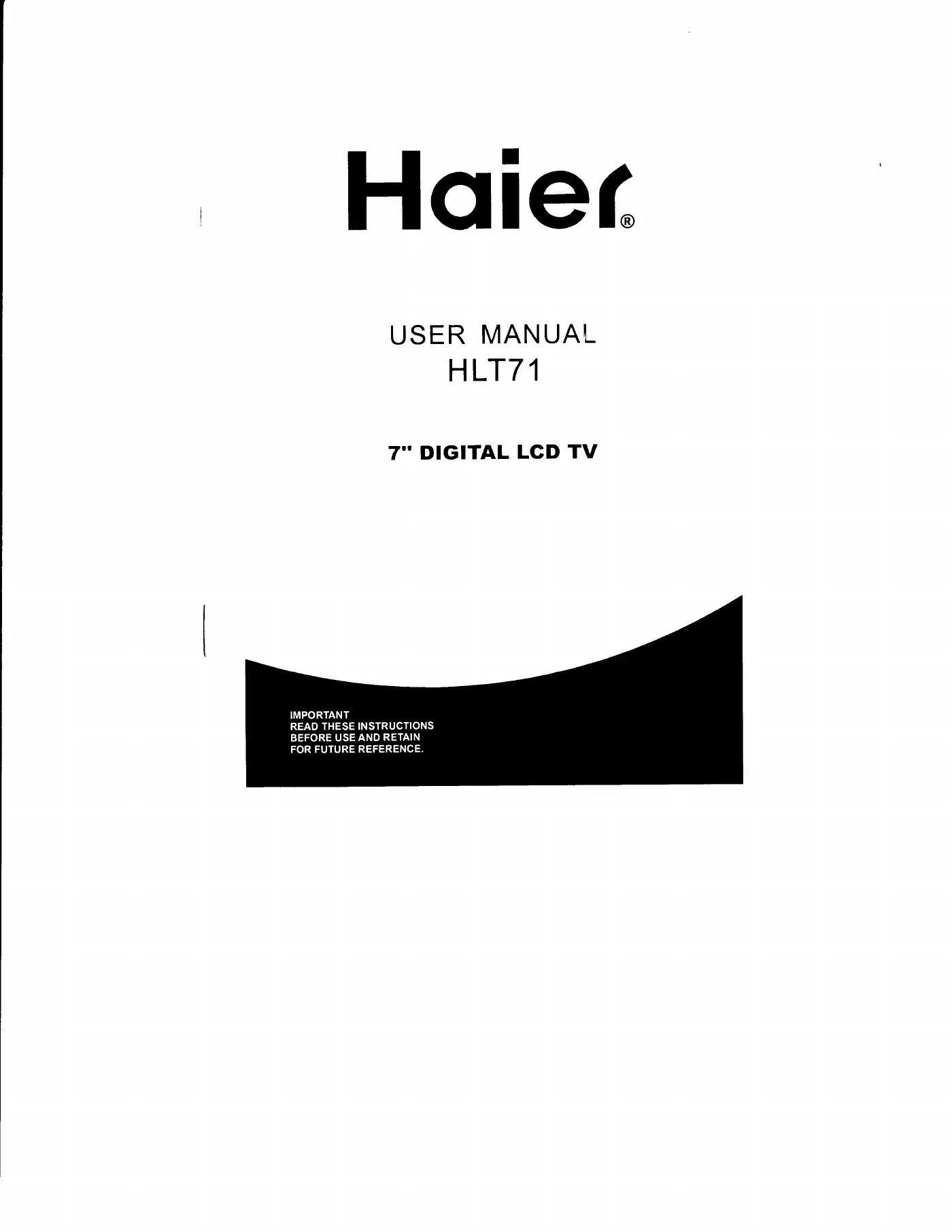 Haier HLT71 User Manual Manual pdf 1 page image