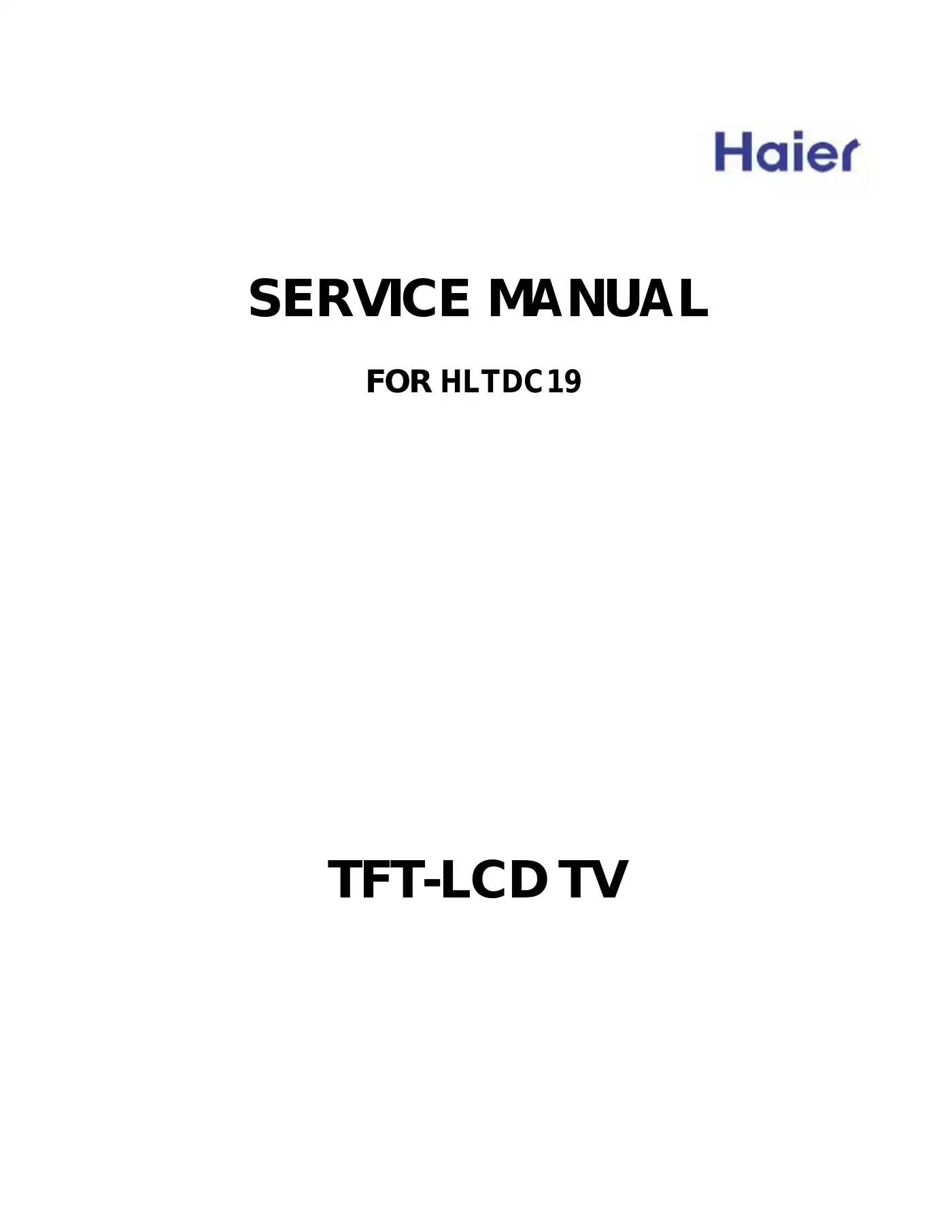 Haier HLTDC19 Service Manual Manual pdf 1 page image