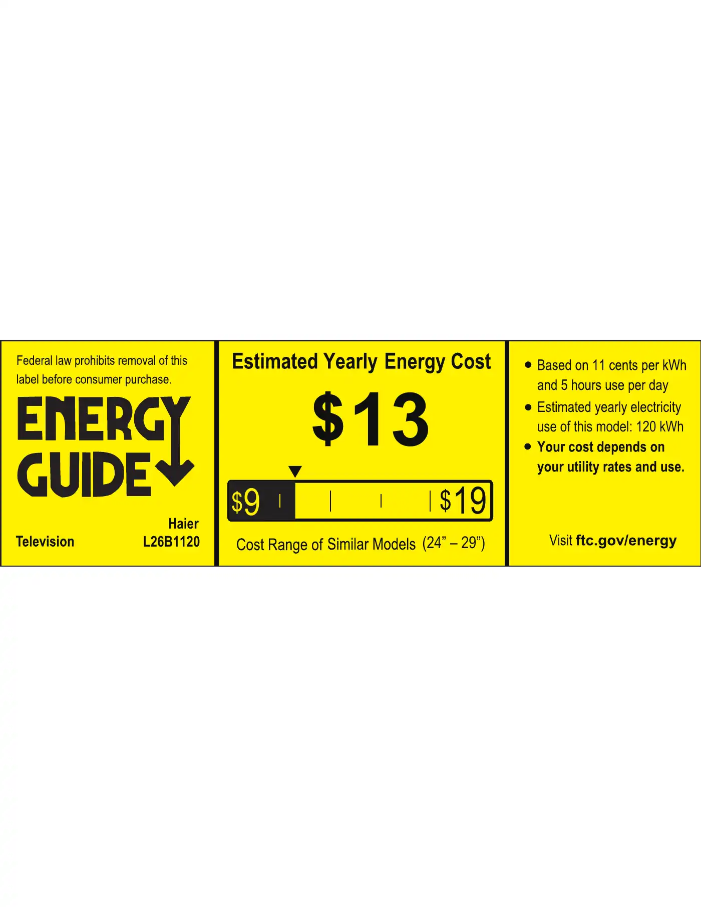 Haier L26B1120 Energy Manual Manual pdf 1 page image