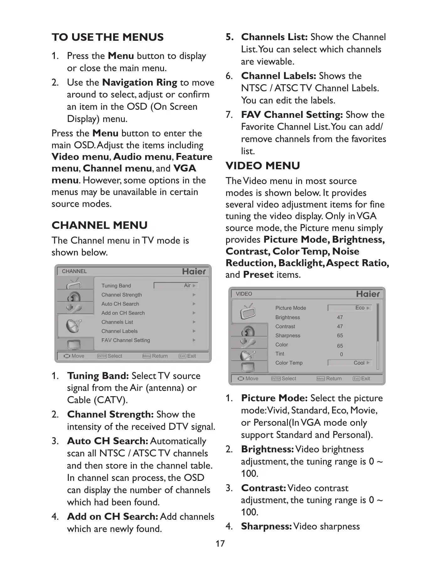 Haier LE22C1380 Owner's Manual Manual pdf 19 page image