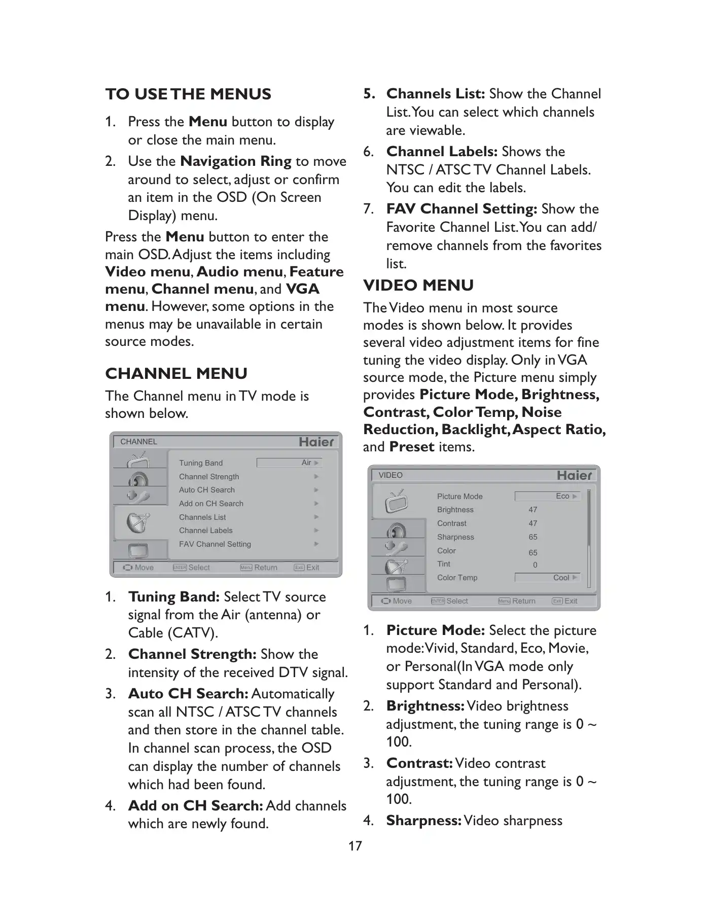 Haier LE19C1320 Owner's Manual Manual pdf 18 page image