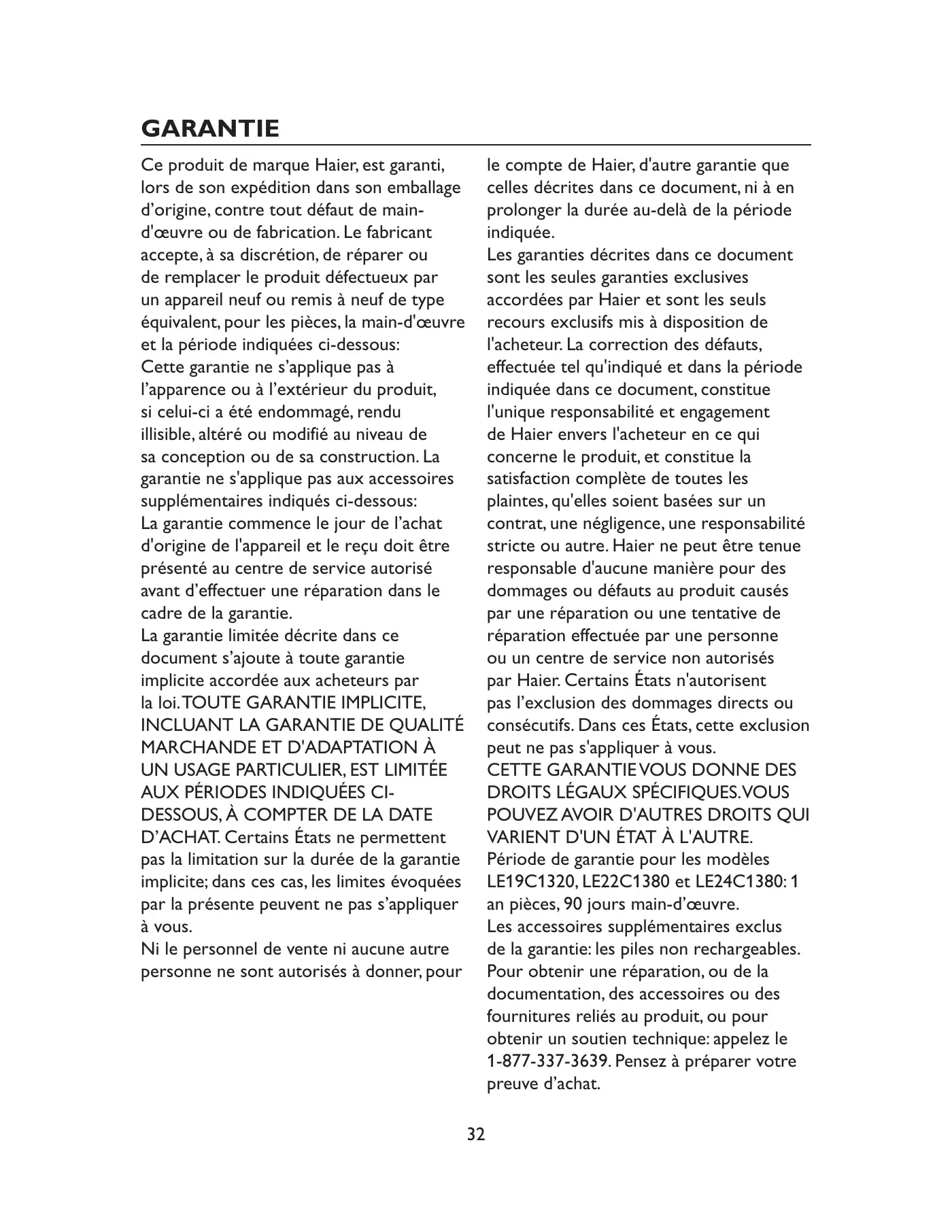 Haier LE19C1320 Owner's Manual Manual pdf 64 page image