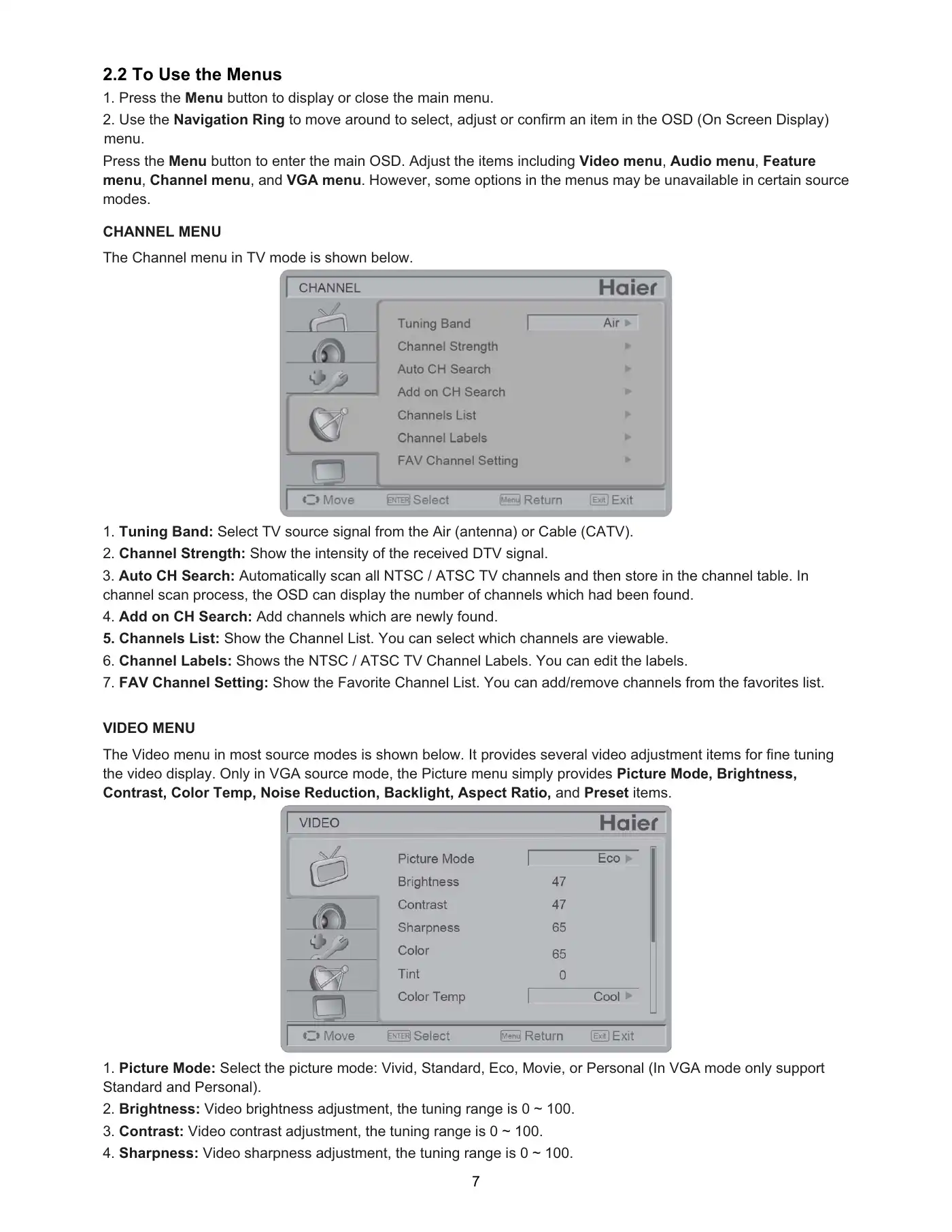 Haier LE19C1320 Service Manual Manual pdf 7 page image