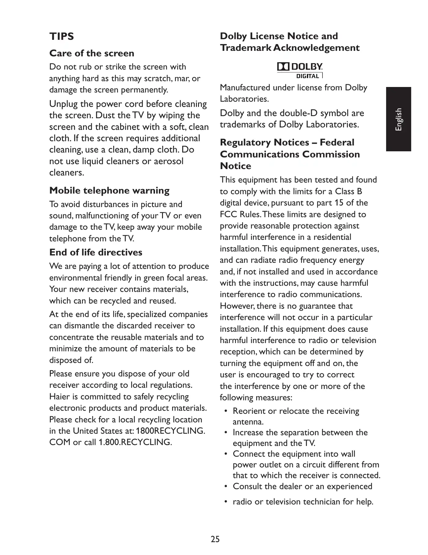 Haier LE22D3380 User Manual Manual pdf 27 page image