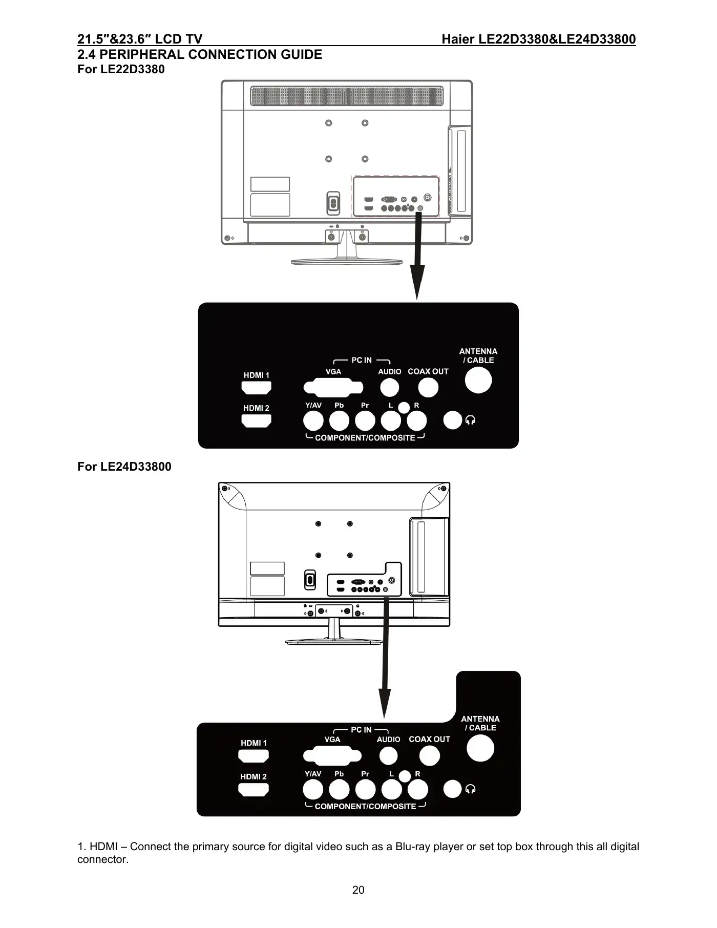 Haier LE24D33800 Service Manual Manual pdf 20 page image