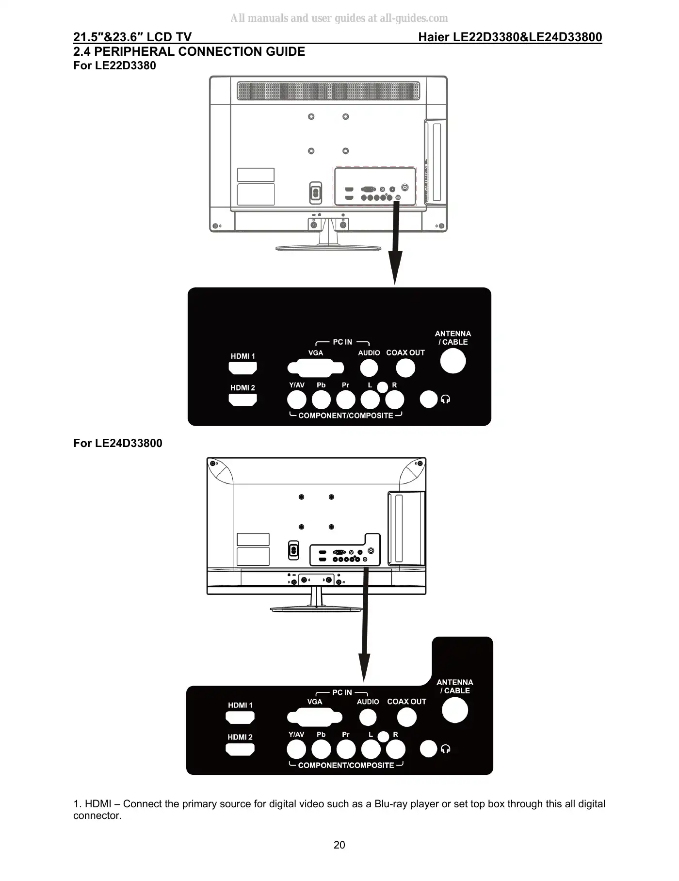 Haier LE22D3380 Service Manual Manual pdf 20 page image