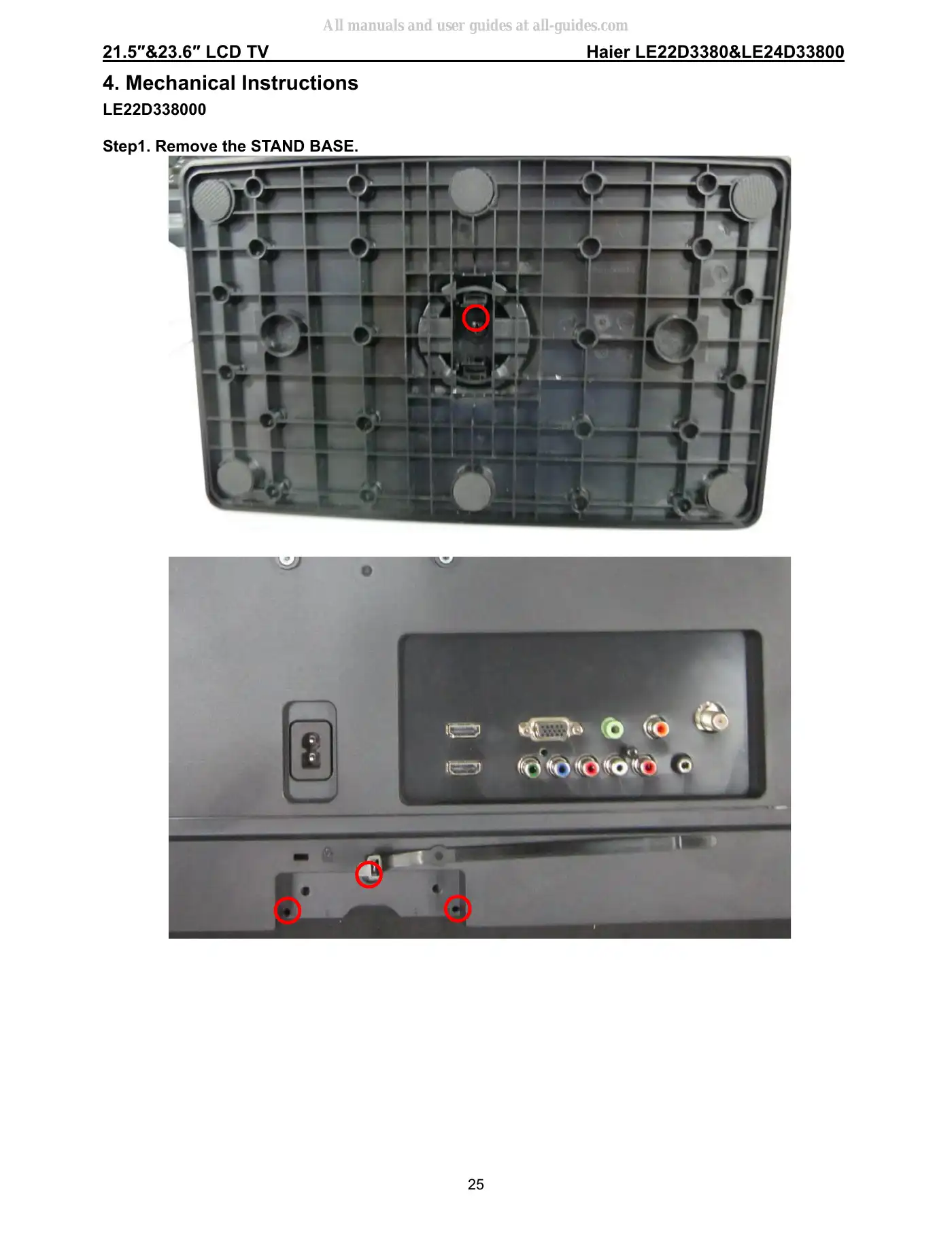 Haier LE22D3380 Service Manual Manual pdf 25 page image
