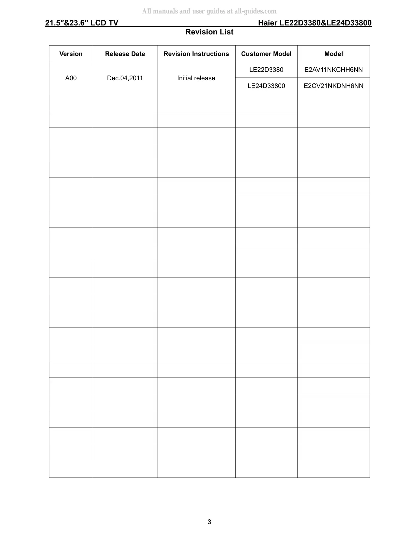 Haier LE22D3380 Service Manual Manual pdf 3 page image