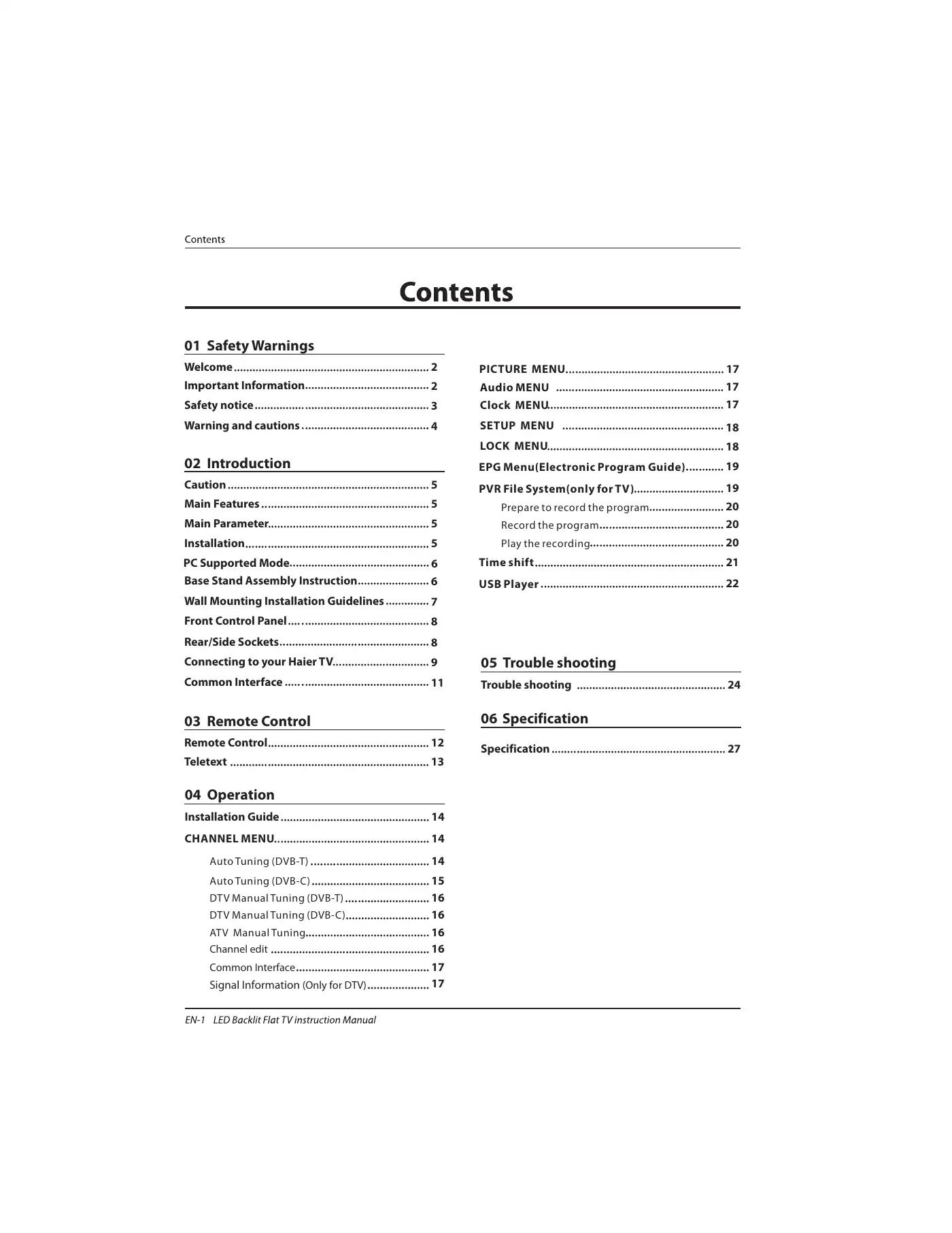 Haier LE32B7000C Instruction Manual Manual pdf 2 page image