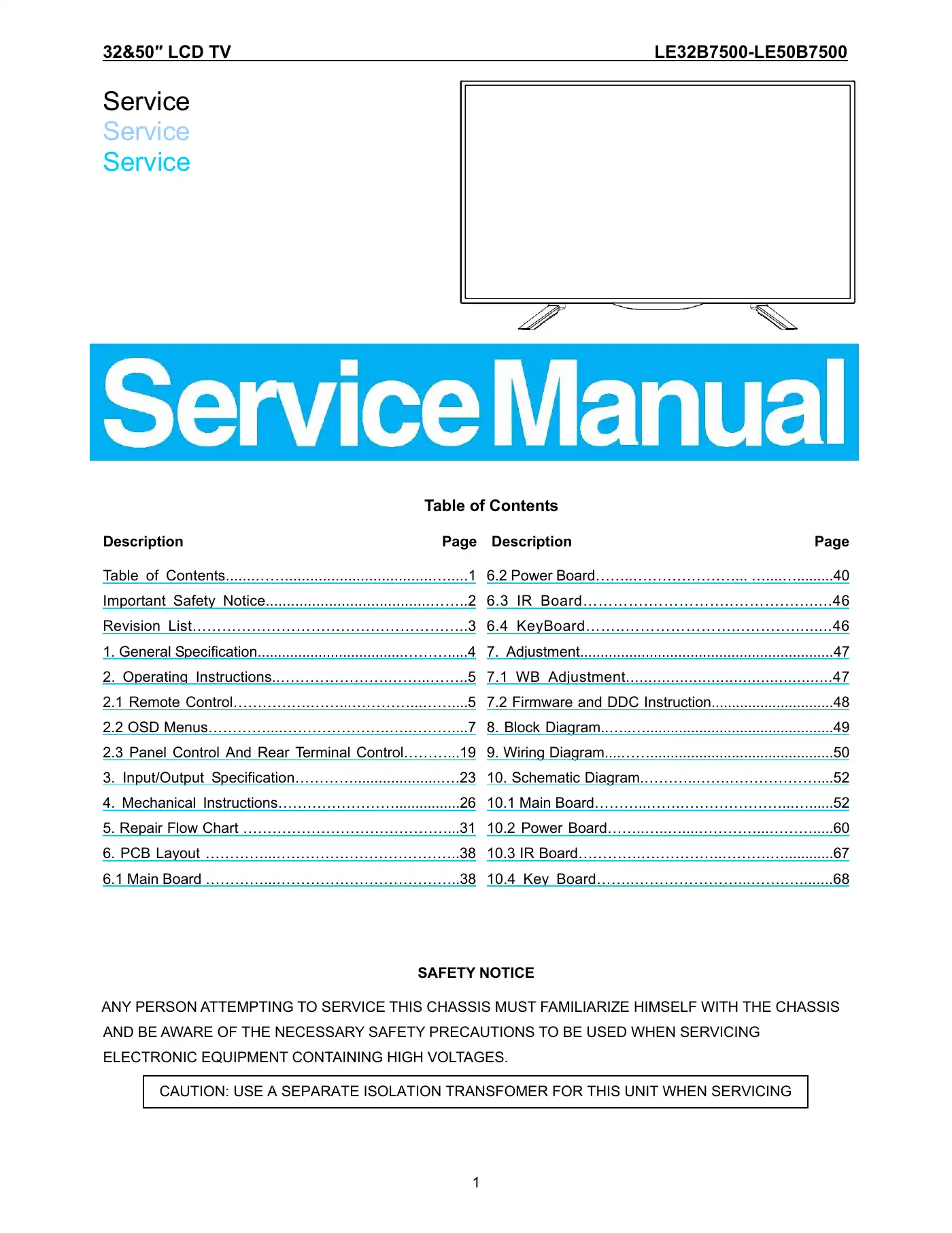 Haier LE32B7500 Service Manual Manual pdf 1 page image