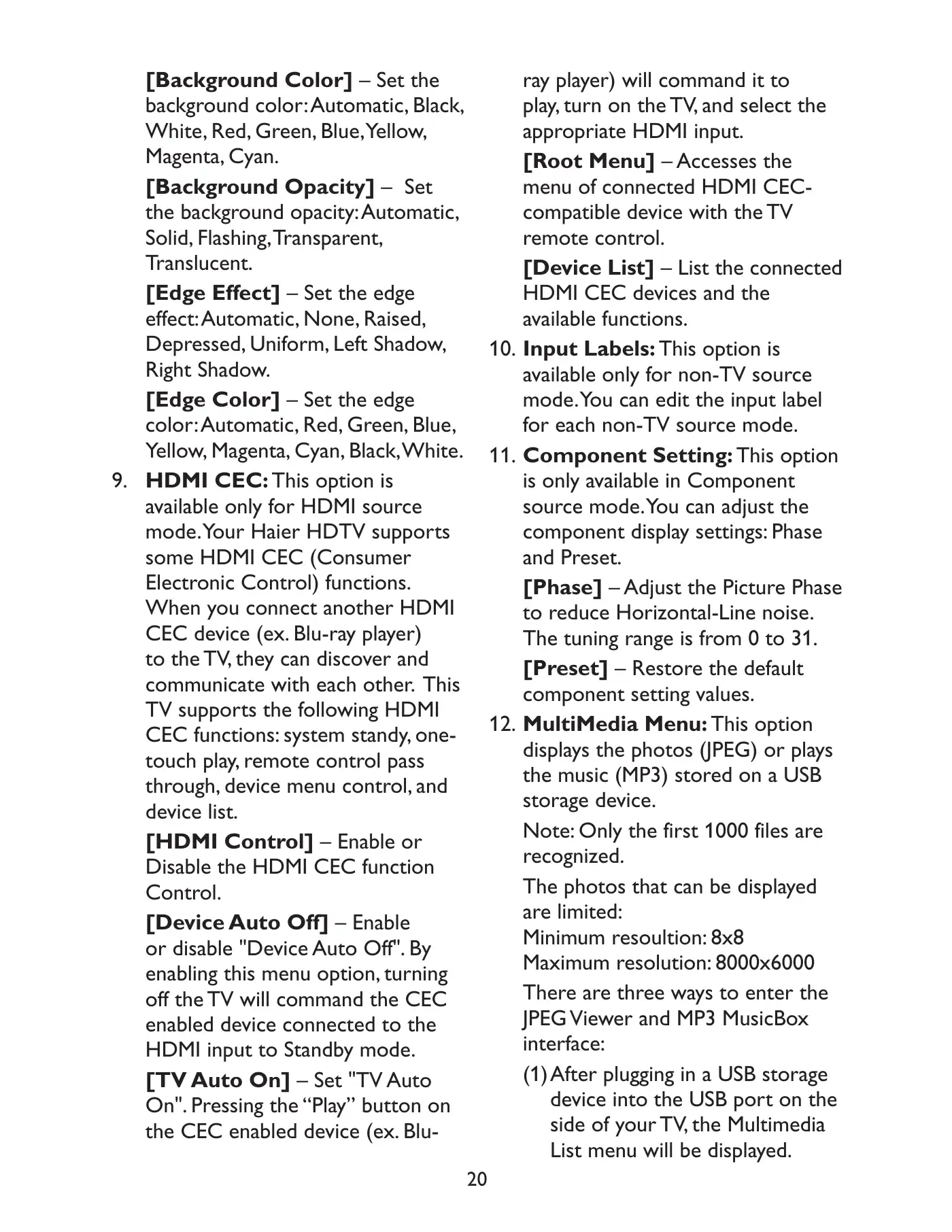 Haier LED TV LE32C13200 Owner's Manual Manual pdf 22 page image