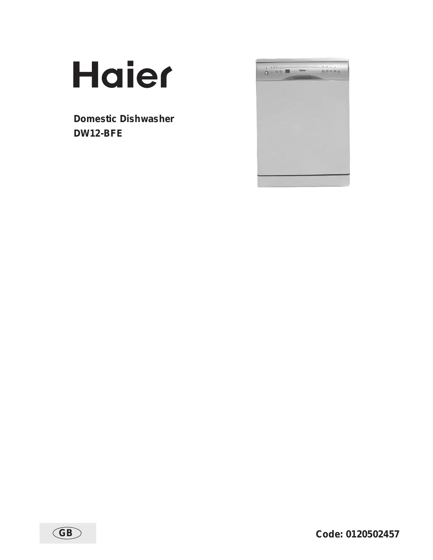 Haier DW12-BFE Owner's Manual Manual pdf 1 page image