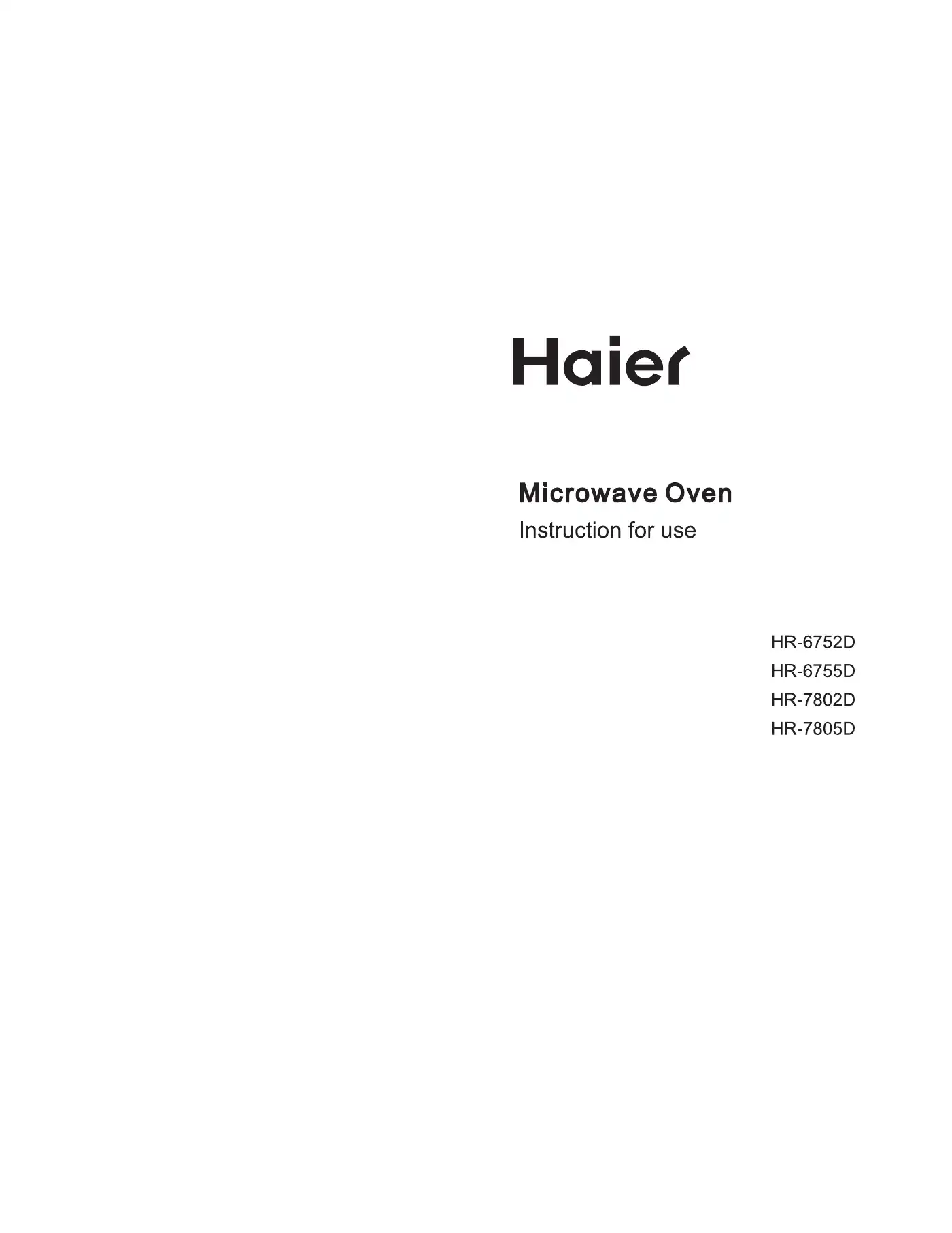 Haier HR-6752 Instruction Manual Manual pdf 1 page image
