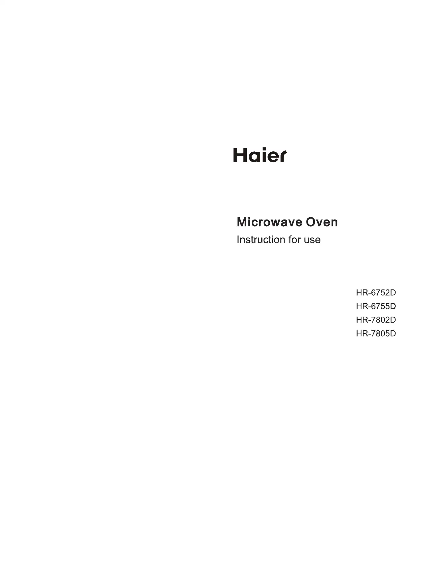 Haier HR-6752D Instructions For Use Manual Manual pdf 1 page image