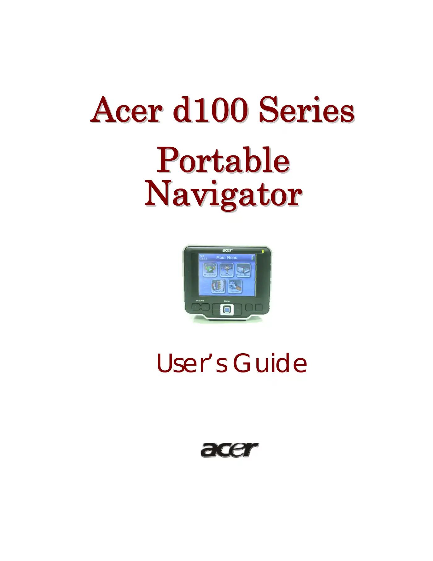 Acer D100 Series User Manual Manual pdf 1 page image