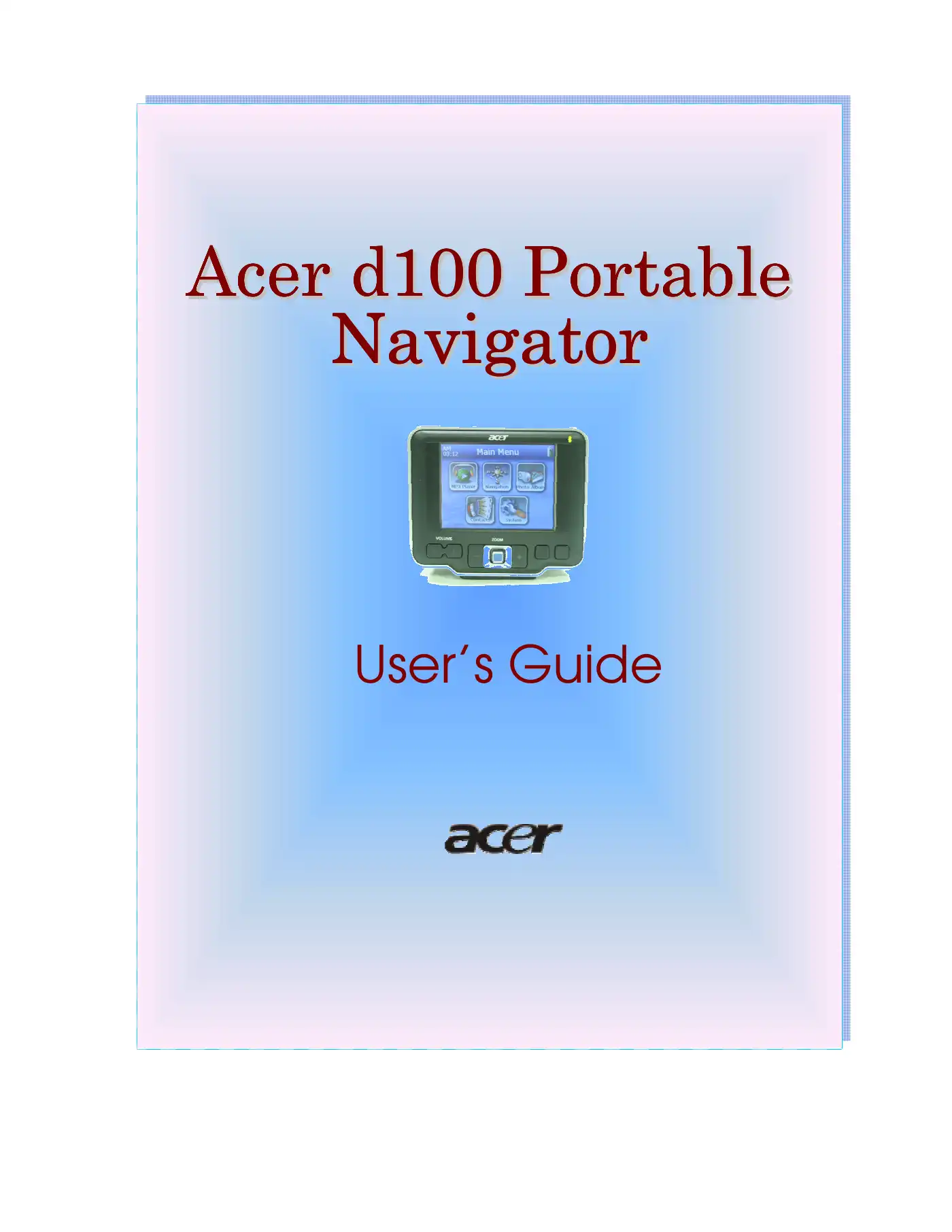Acer d100 User Manual Manual pdf 1 page image