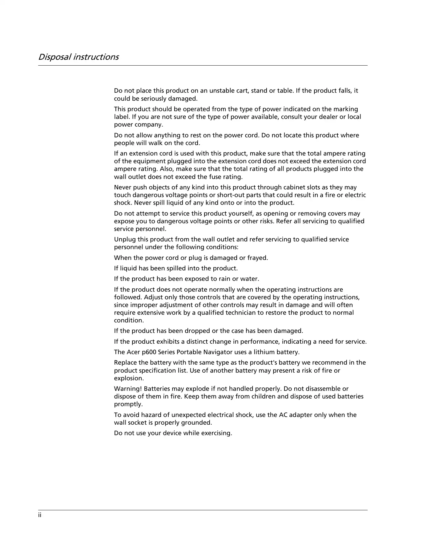 Acer P600 Series User Manual Manual pdf 4 page image