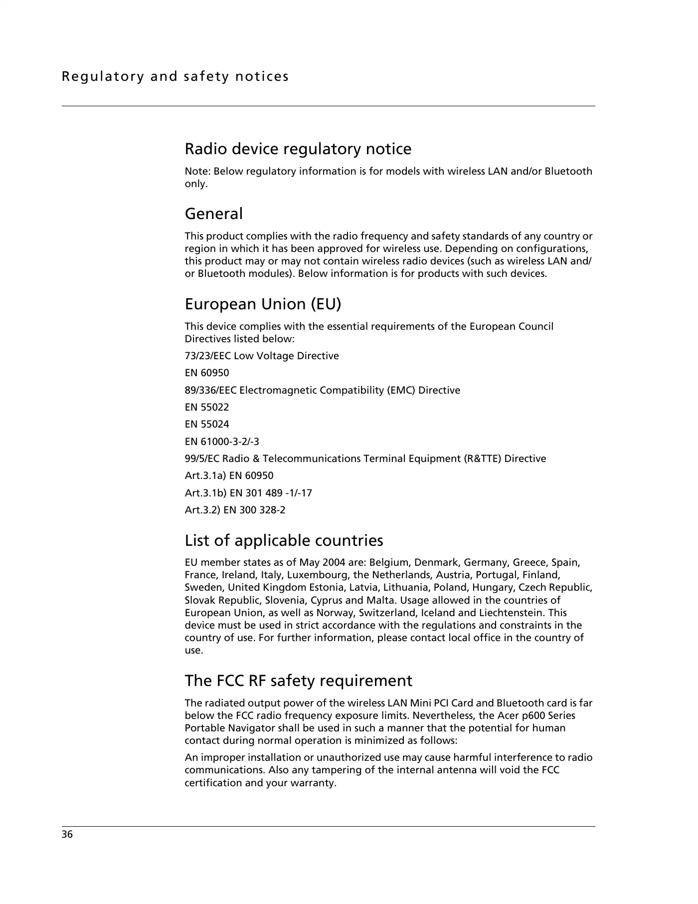 Acer P600 Series User Manual Manual pdf 60 page image