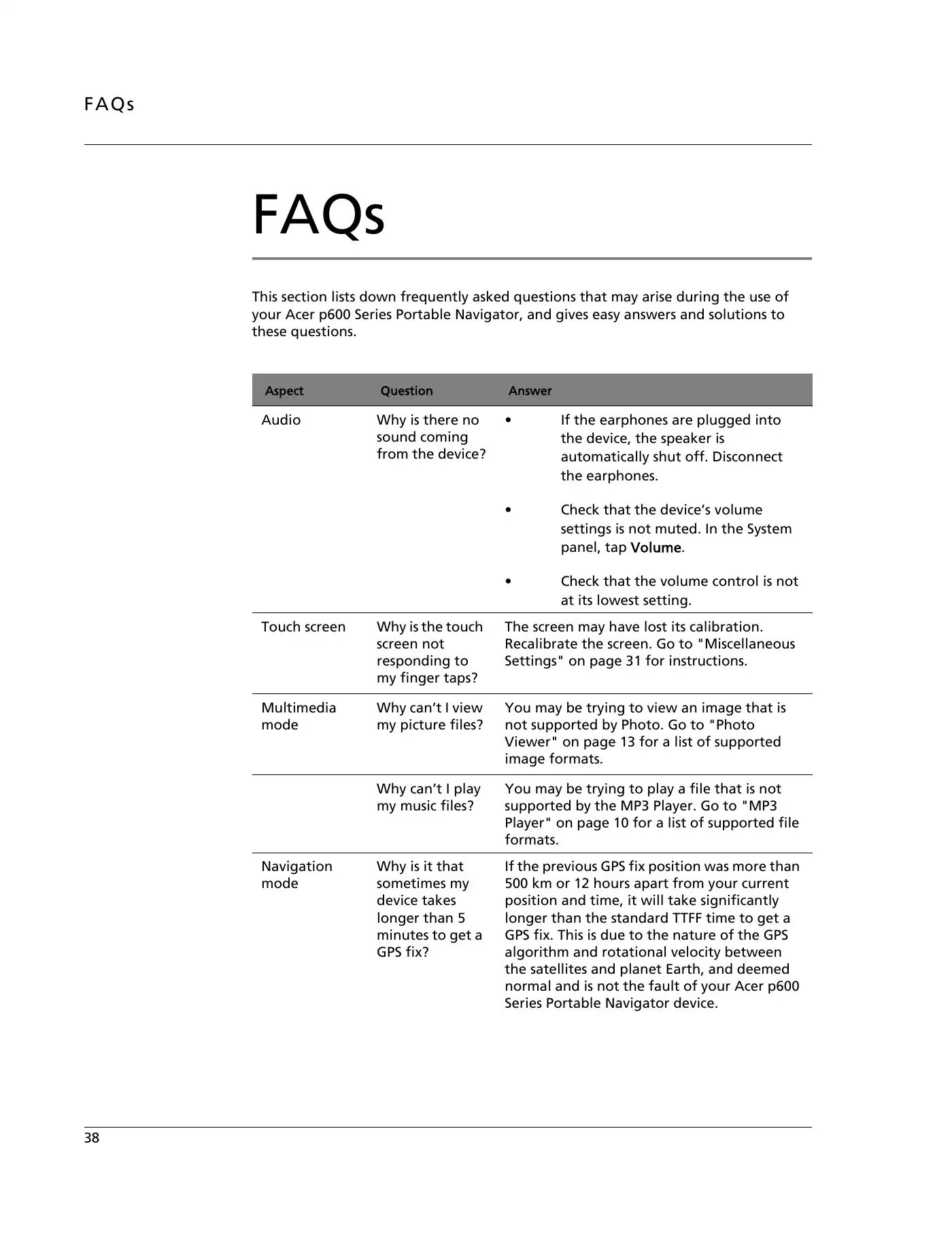 Acer P600 Series User Manual Manual pdf 62 page image
