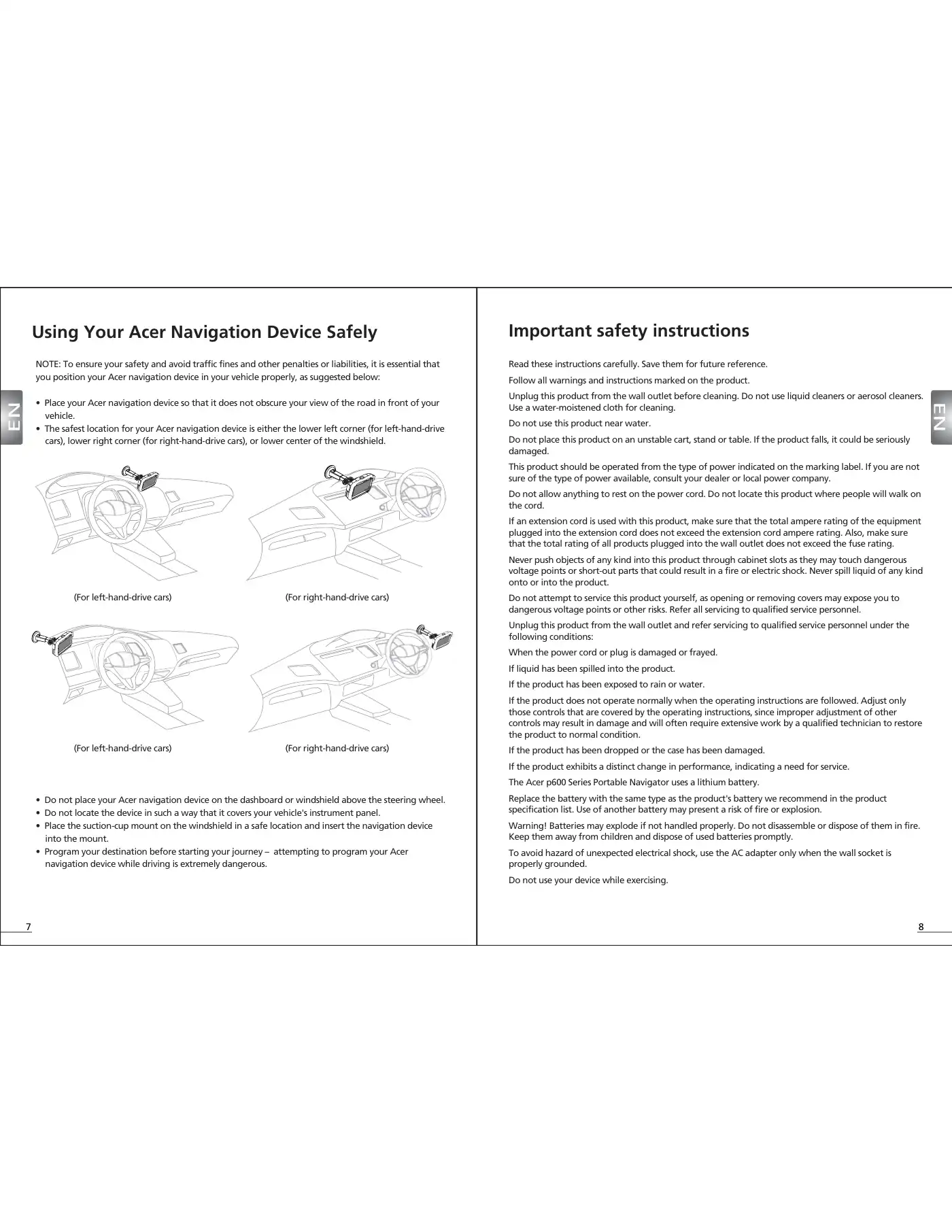 Acer p600 Series Quick Start Manual Manual pdf 6 page image