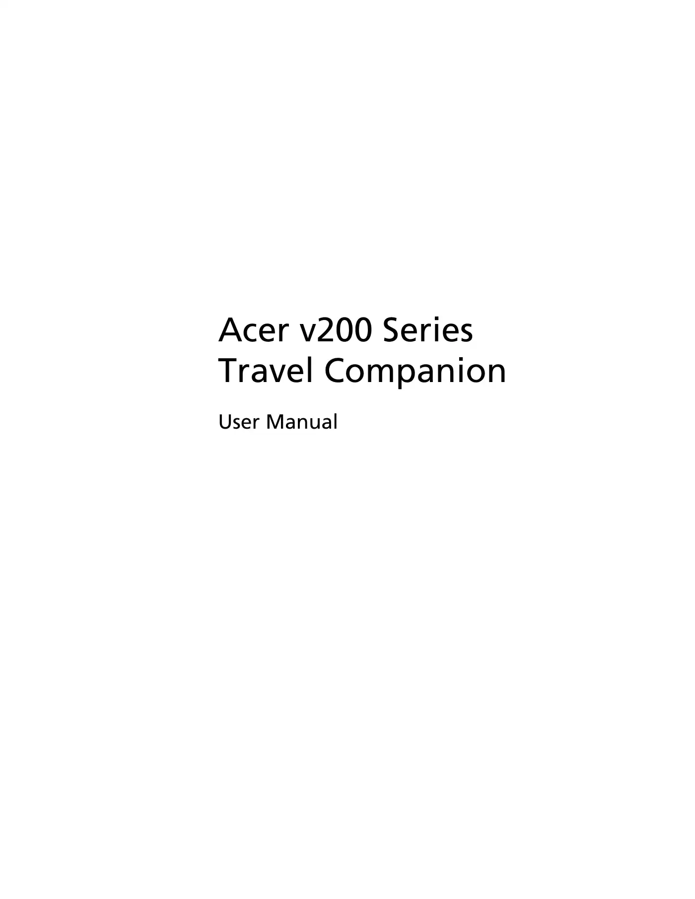 Acer v200 Series User Manual Manual pdf 1 page image