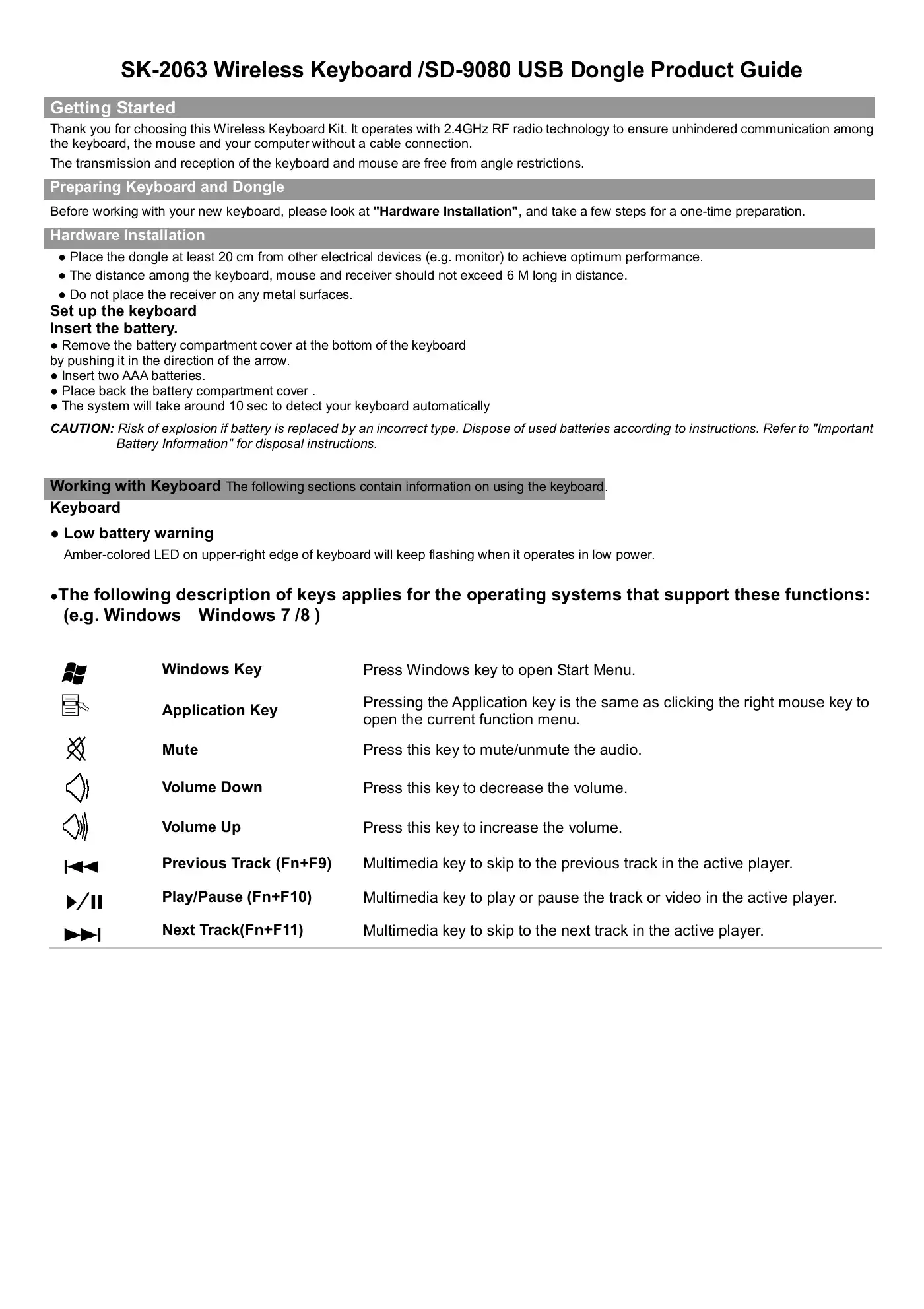 Acer SK-2063 Product Manual Manual pdf 1 page image