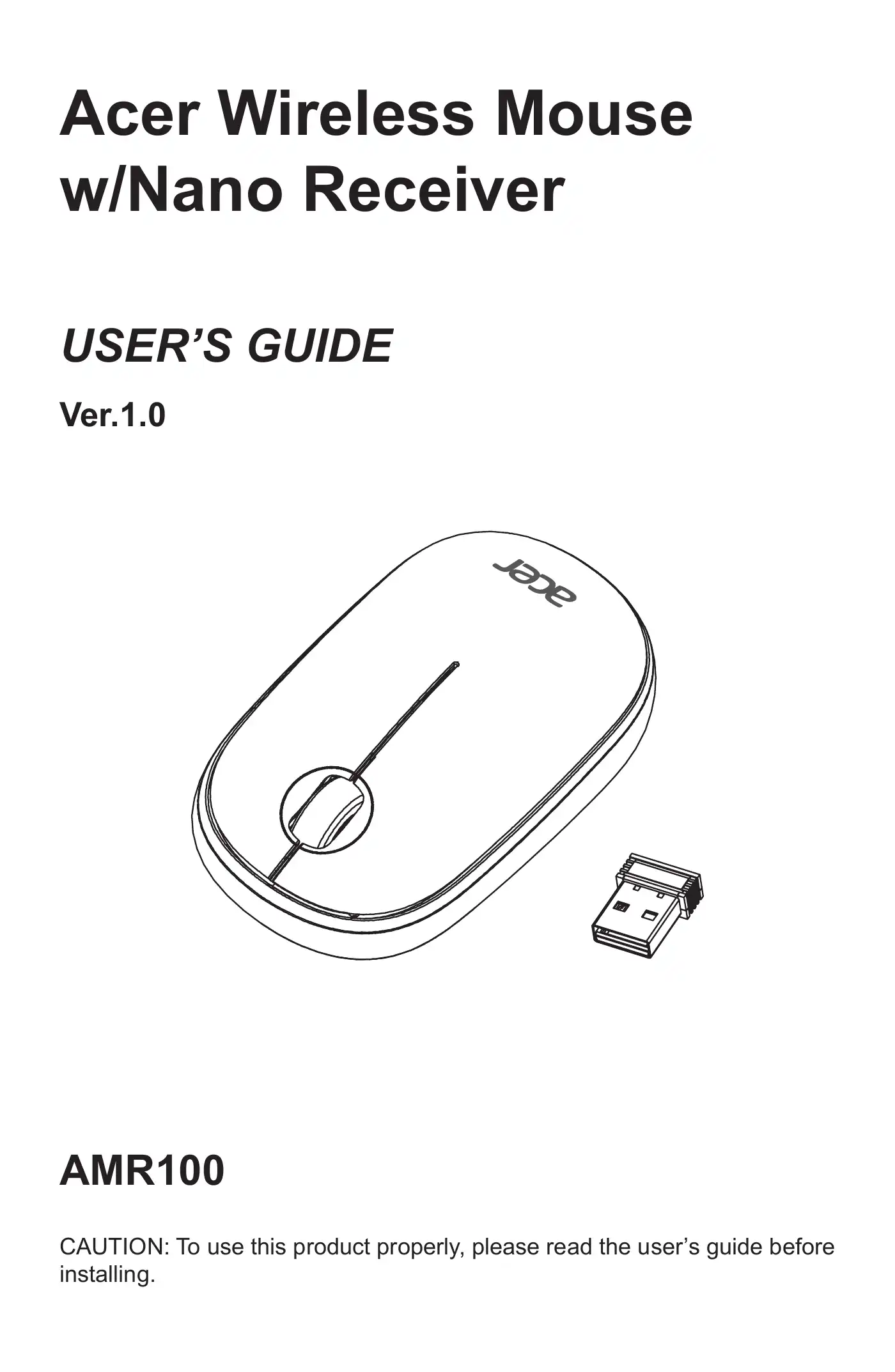 Acer AMR100 User Manual Manual pdf 1 page image