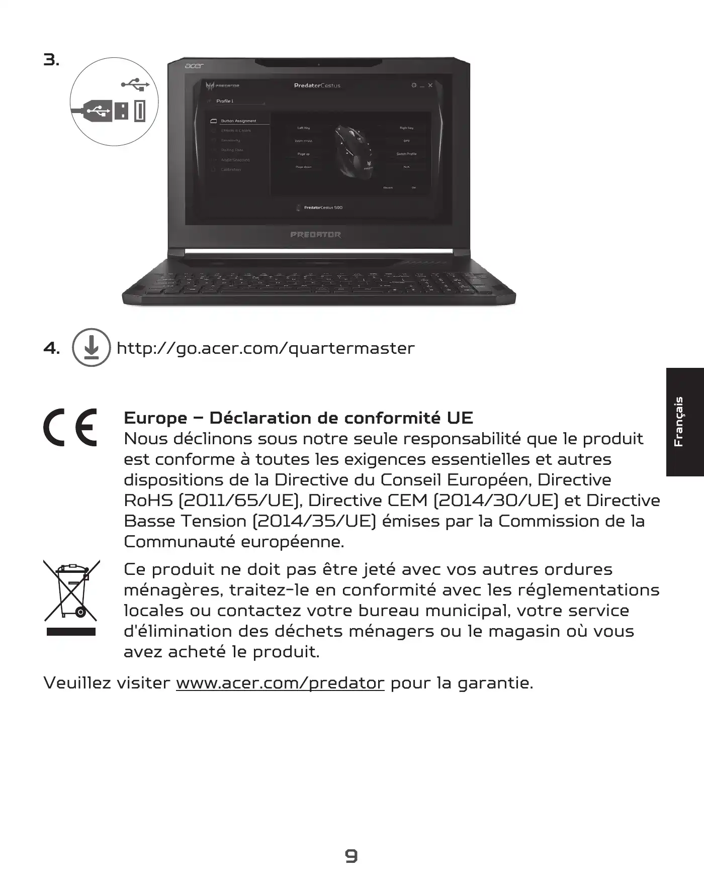 Acer PREDATOR CESTUS 500 Quick Start Manual Manual pdf 11 page image